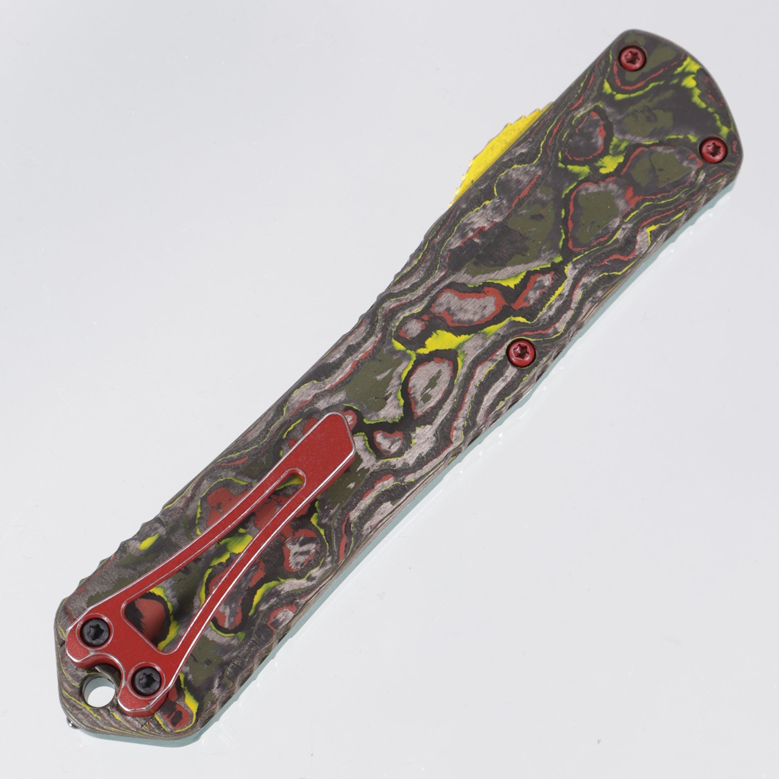 Heretic Manticore X - Bounty Hunter Bowie - Two-Tone Full Serrated Magnacut - CamoCarbon & Distressed Aluminum - H030B-14C-BOUNTY