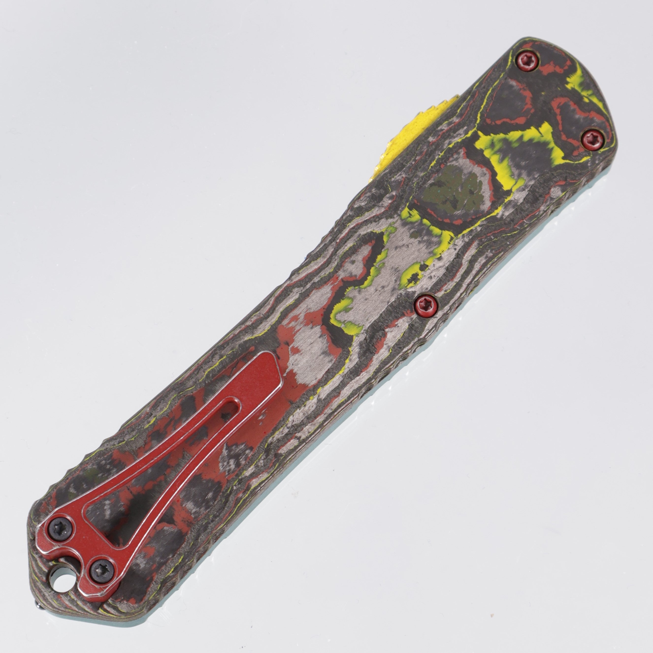 Heretic Manticore X - Bounty Hunter Bowie - Two-Tone Part Serrated Magnacut - CamoCarbon & Distressed Aluminum - H030B-14B-BOUNTY