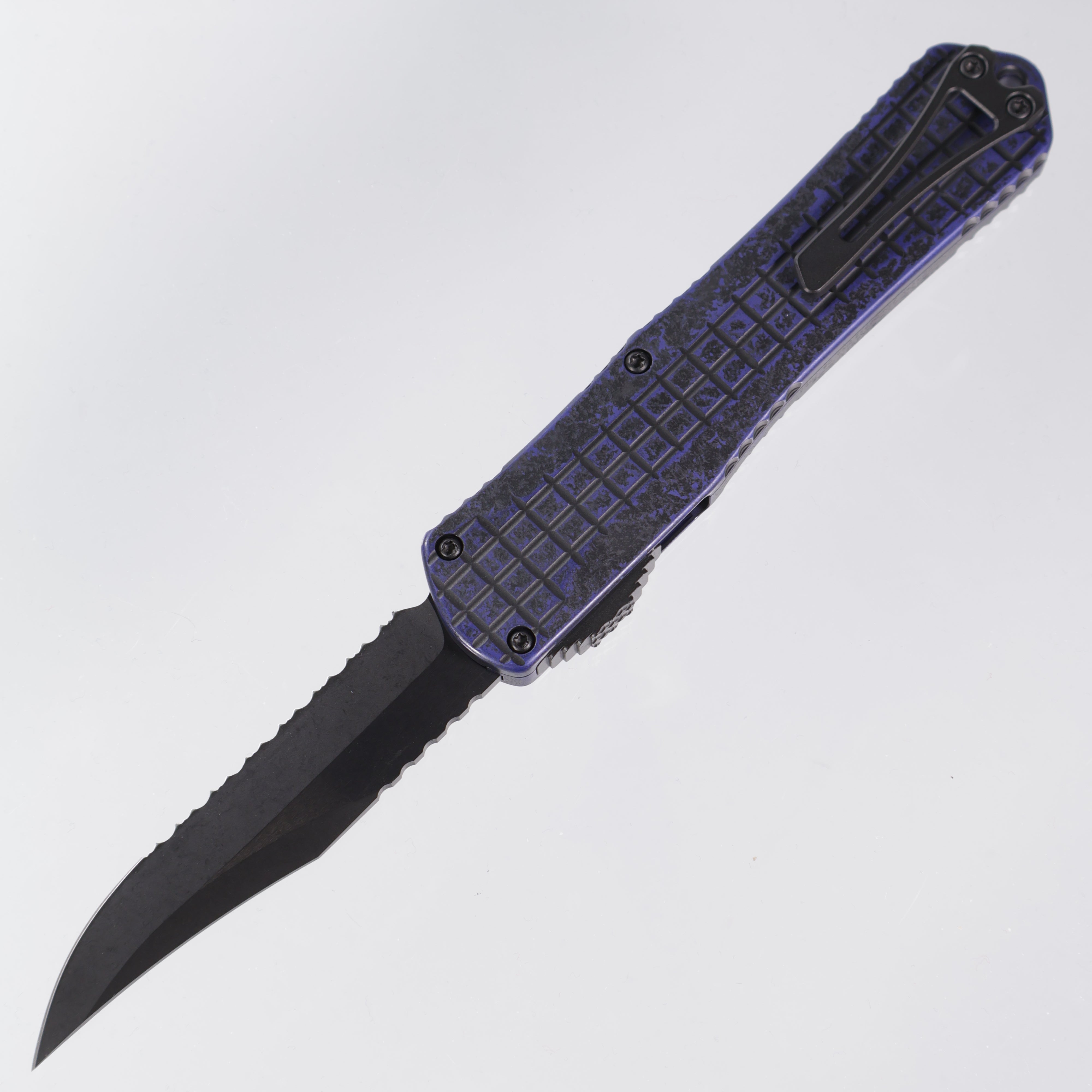 Heretic Manticore X - Breakthrough Purple Frag Aluminum - Bowie Full Serrated DLC Magnacut - H030BF-6C-BRKPU