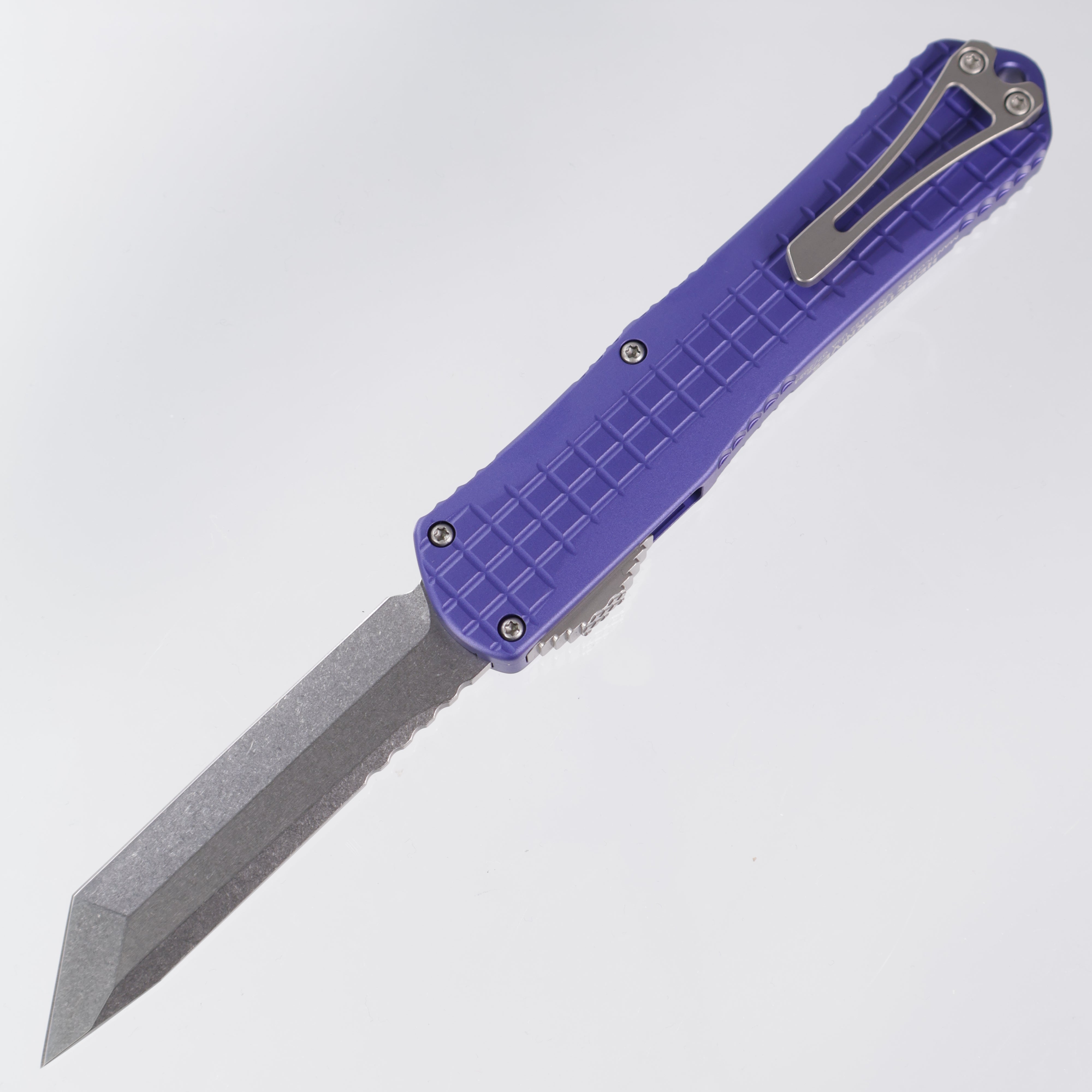 Heretic Manticore X - Purple Frag Aluminum - Tanto Stonewash Magnacut - H031F-2A-PU