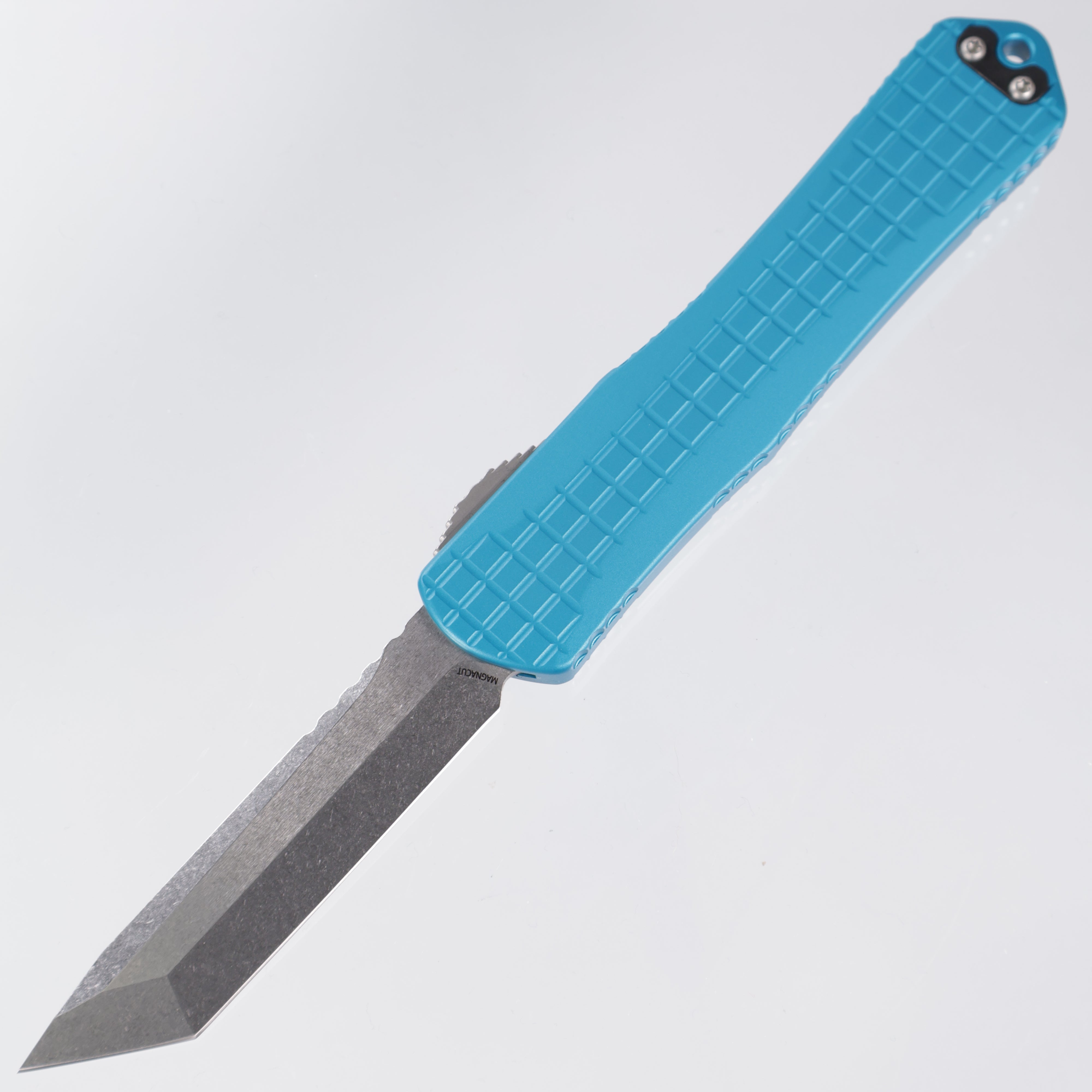 Heretic Manticore X - Turquoise Frag Aluminum - Tanto Stonewashed Magnacut - H031F-2A-TQ