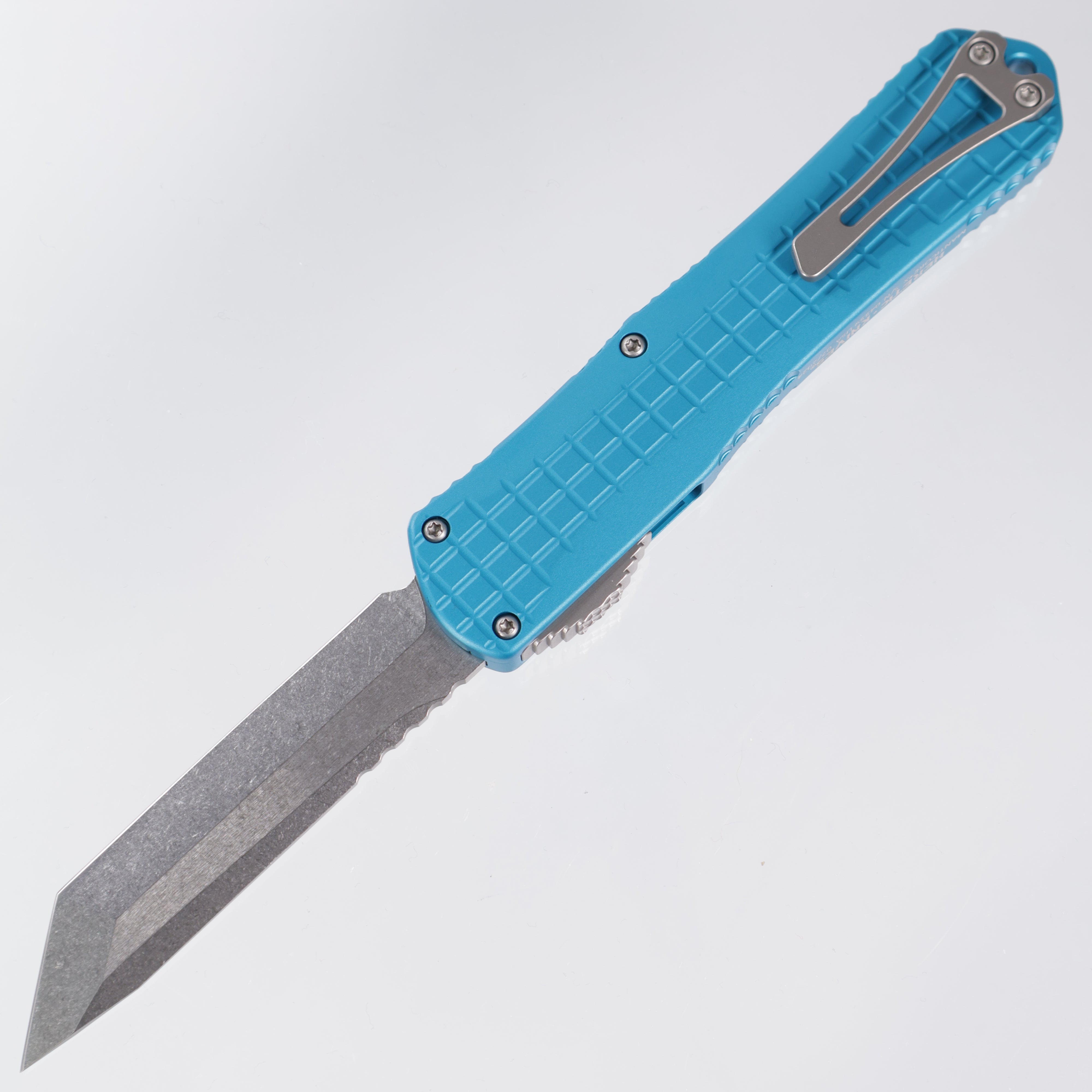 Heretic Manticore X - Turquoise Frag Aluminum - Tanto Stonewashed Magnacut - H031F-2A-TQ