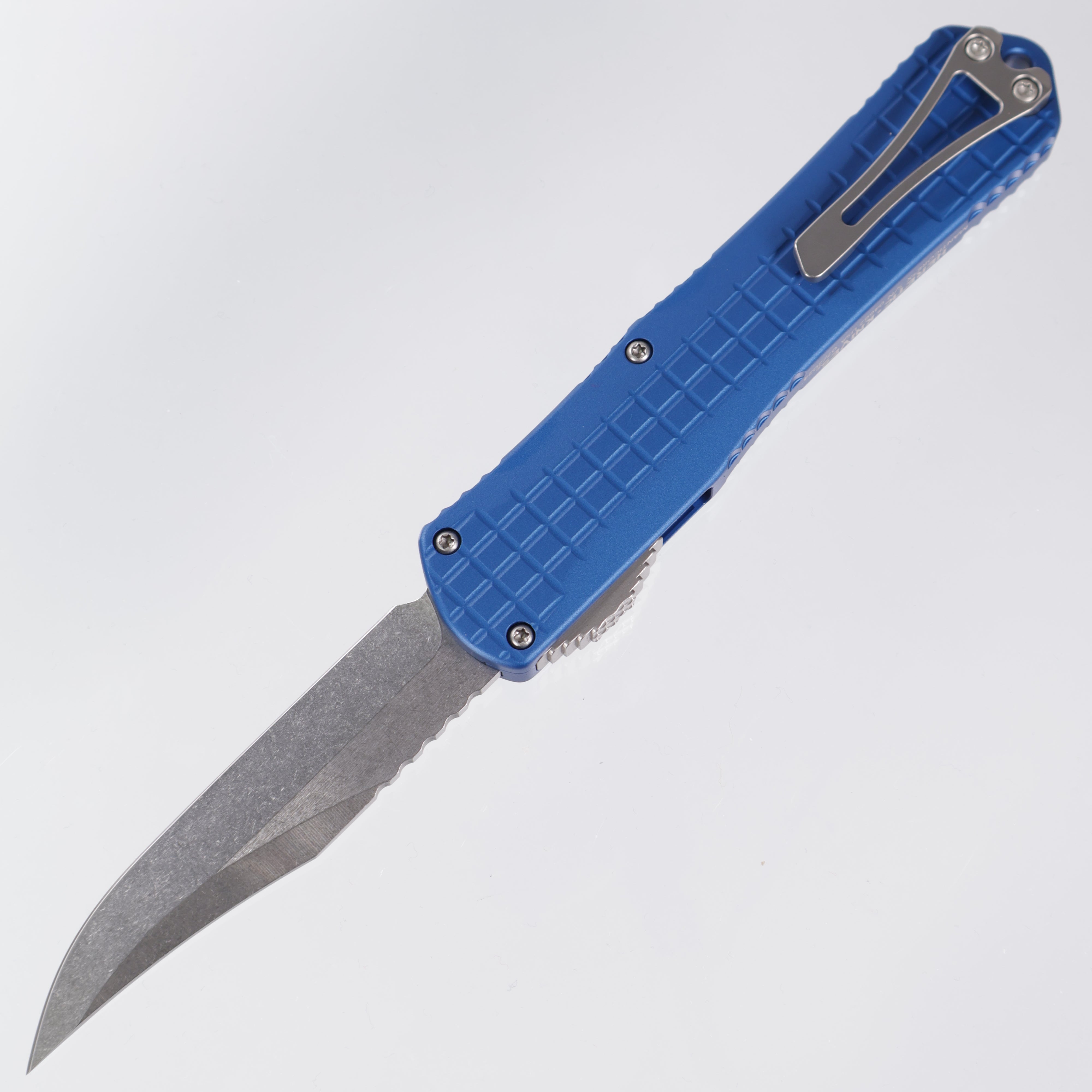 Heretic Knives X - Blue Frag Aluminum - Bowie Stonewash Magnacut - H030BF-2A-BLU