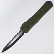 Heretic Manticore X - OD Green Frag Aluminum - Two-Tone Double Edge Full Serrated Magnacut - H032F-10C-GRN