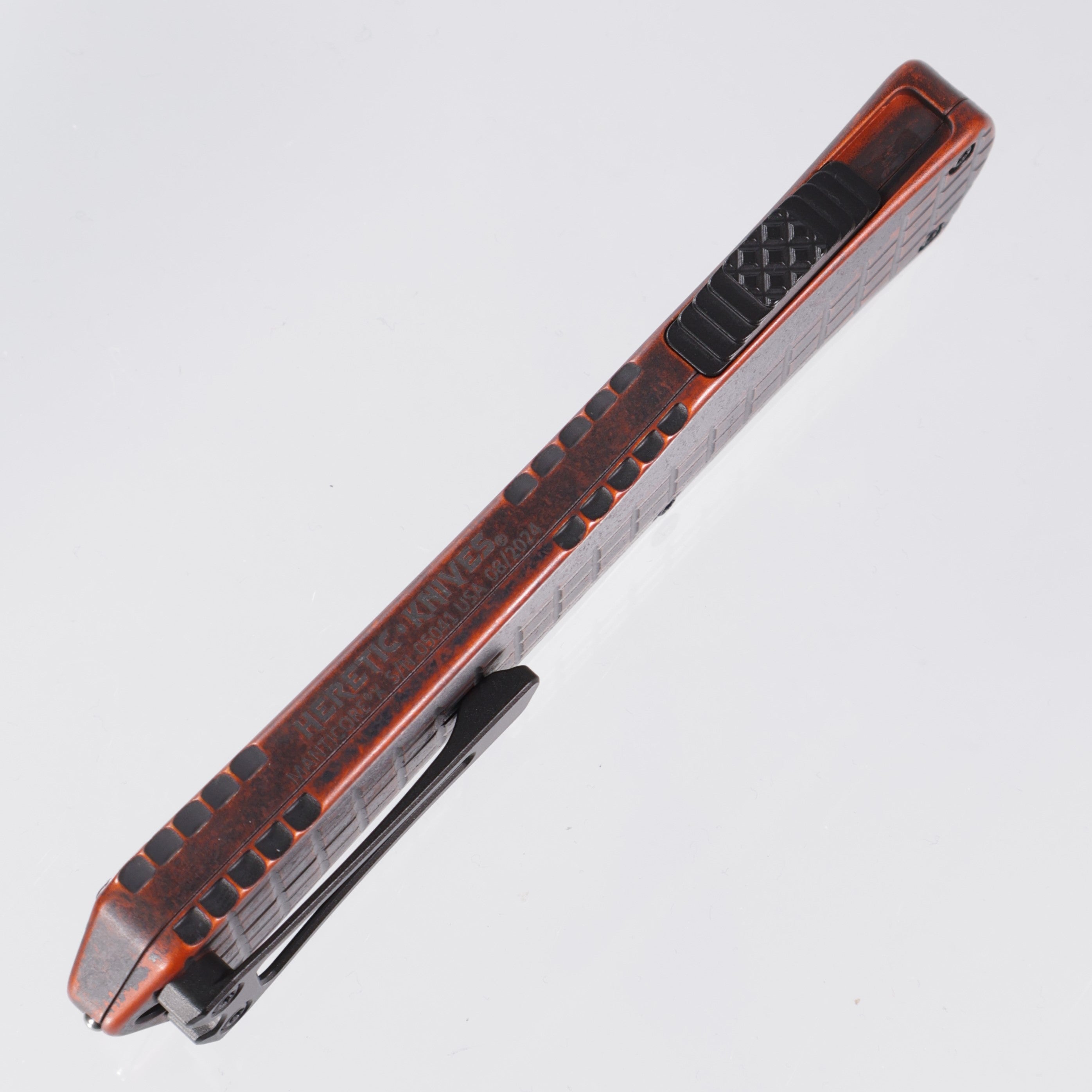 Heretic Manticore X - Breakthrough Orange Frag Aluminum - Full Serrated DLC Bowie Magnacut - H030BF-6C-BRKORG