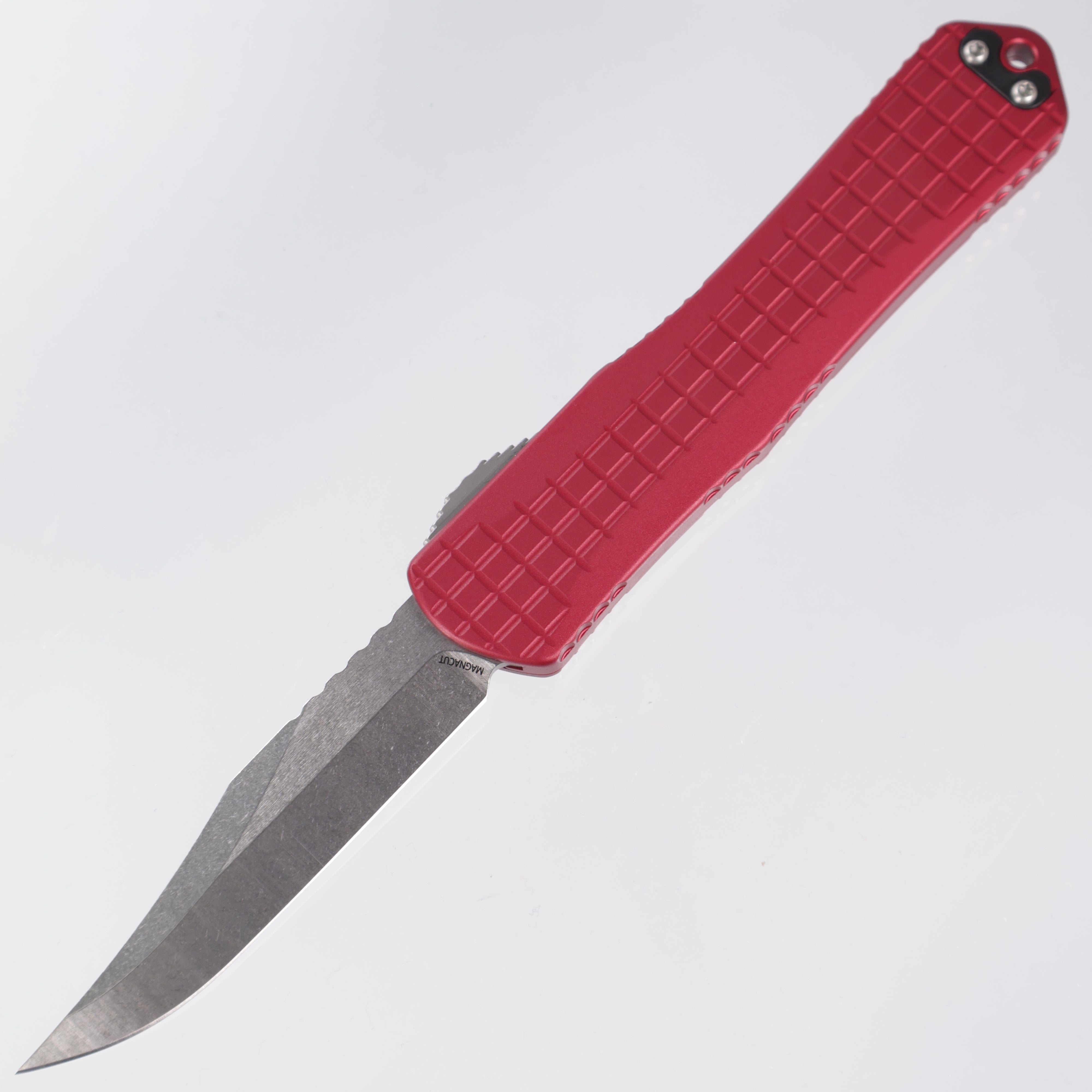 Heretic Knives X - Red Frag Aluminum - Bowie Stonewash Magnacut - H030BF-2A-RED