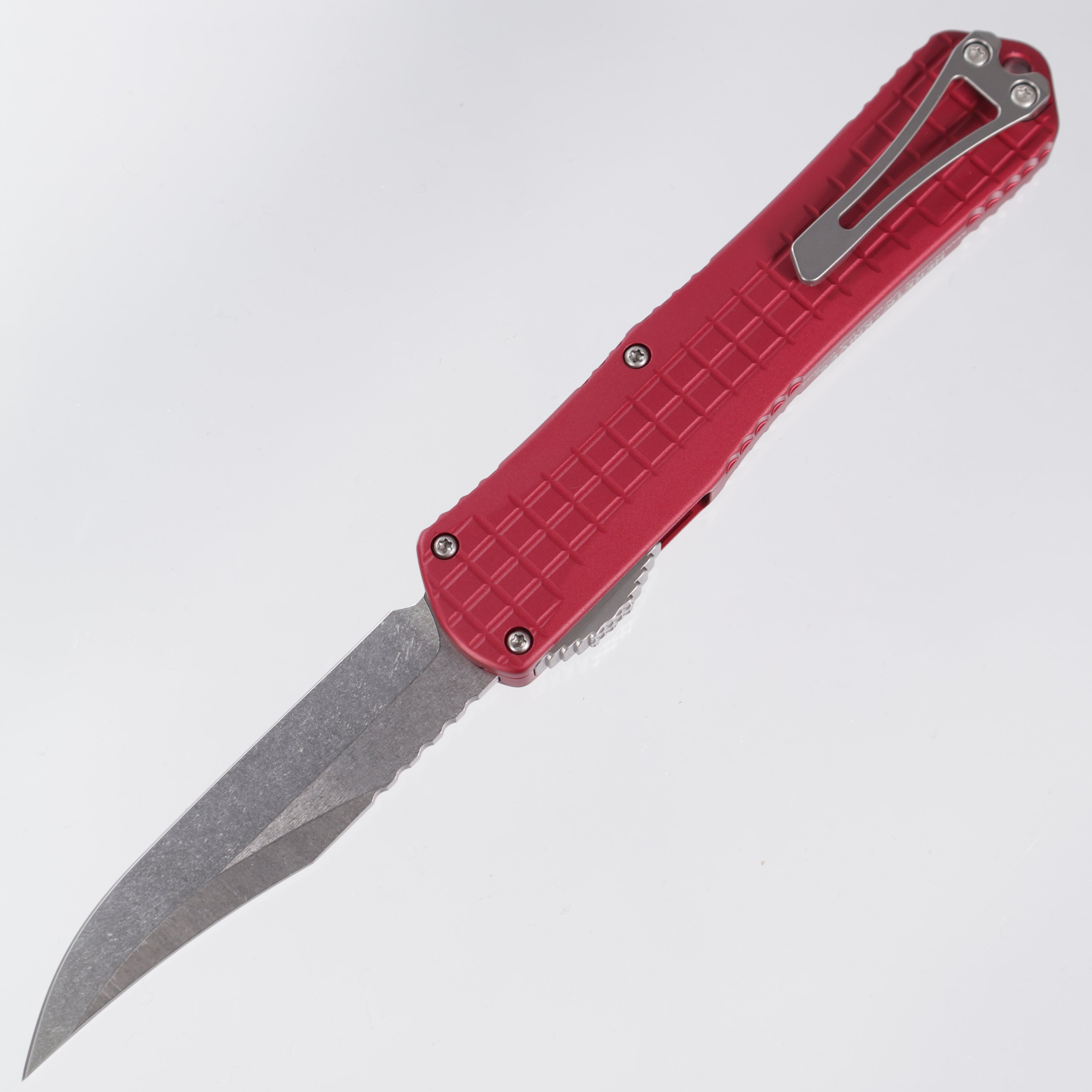 Heretic Knives X - Red Frag Aluminum - Bowie Stonewash Magnacut - H030BF-2A-RED