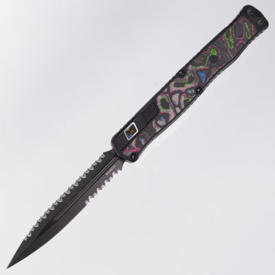 Heretic Cleric 2 - 80s Camo Carbon Inlaid Body & Button - Double Edge 3/4 Serrated - DLC Magnacut - BR OP Exclusive - Cleric II H020-6E-80/CC