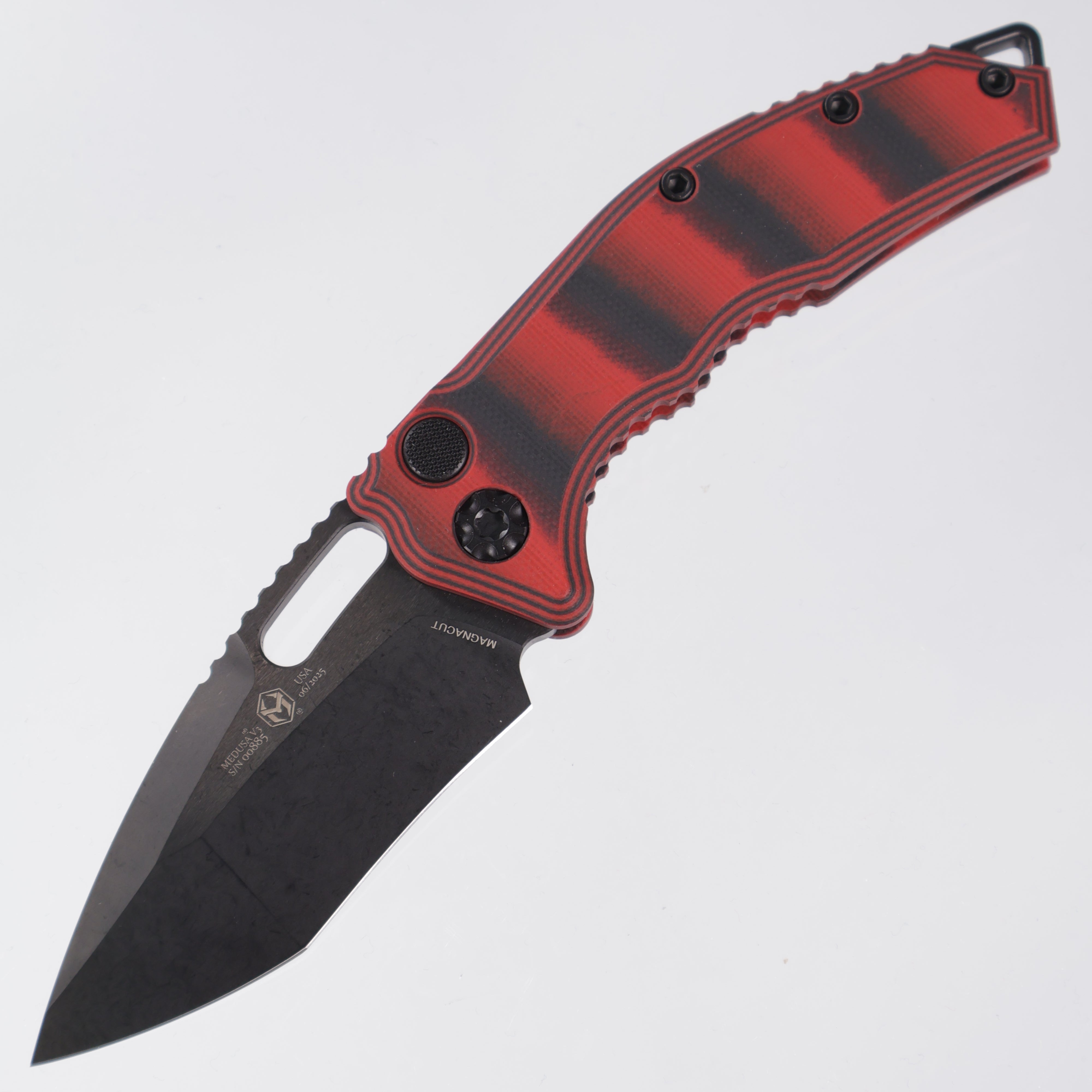 Heretic Medusa Auto - Red/Black G10 - Recurve DLC Magnacut - H012-6A-G10/RD