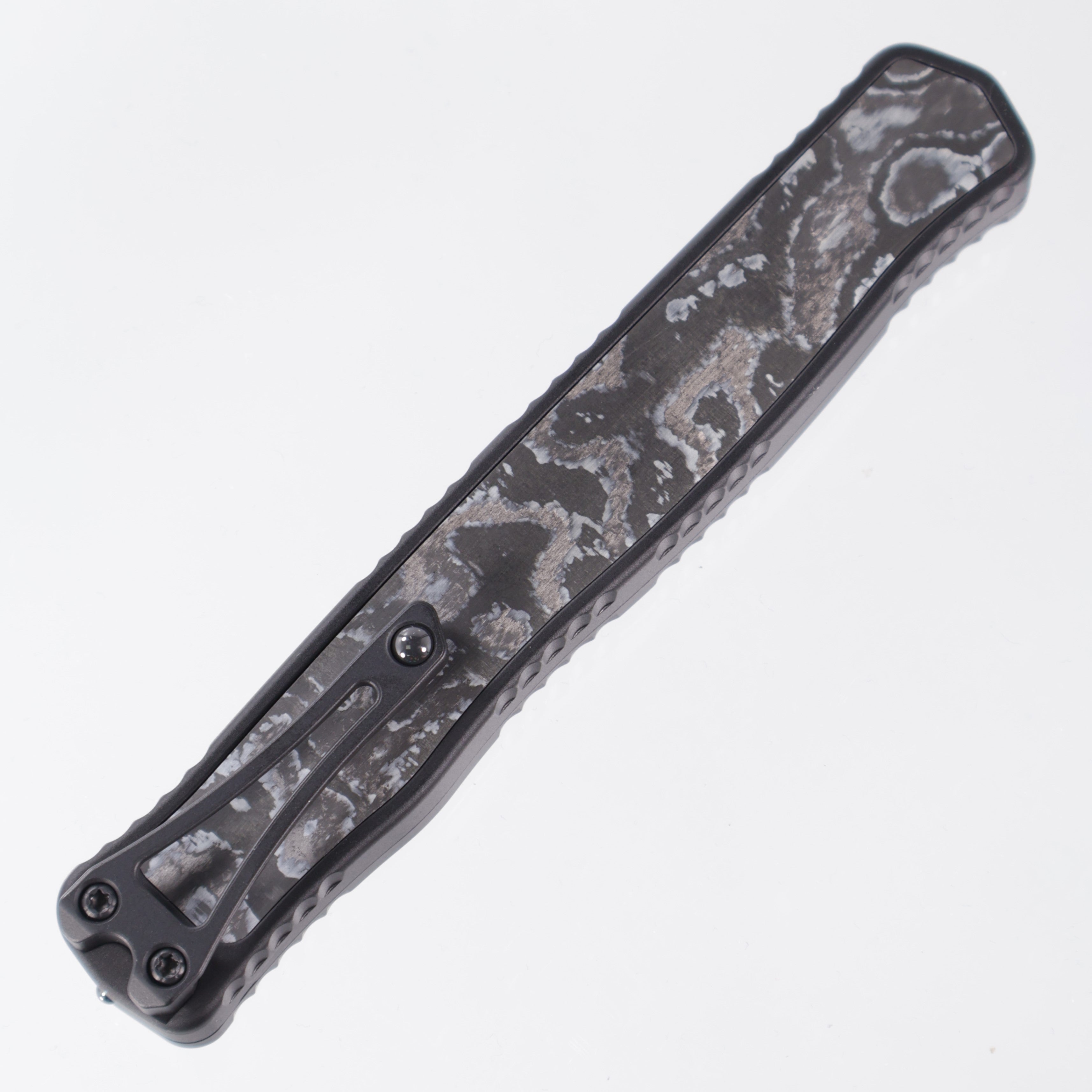 Heretic Cleric 2 - White Camo Carbon Inlays - Tanto DLC Magnacut - Cleric II H019-6A-WT/CC