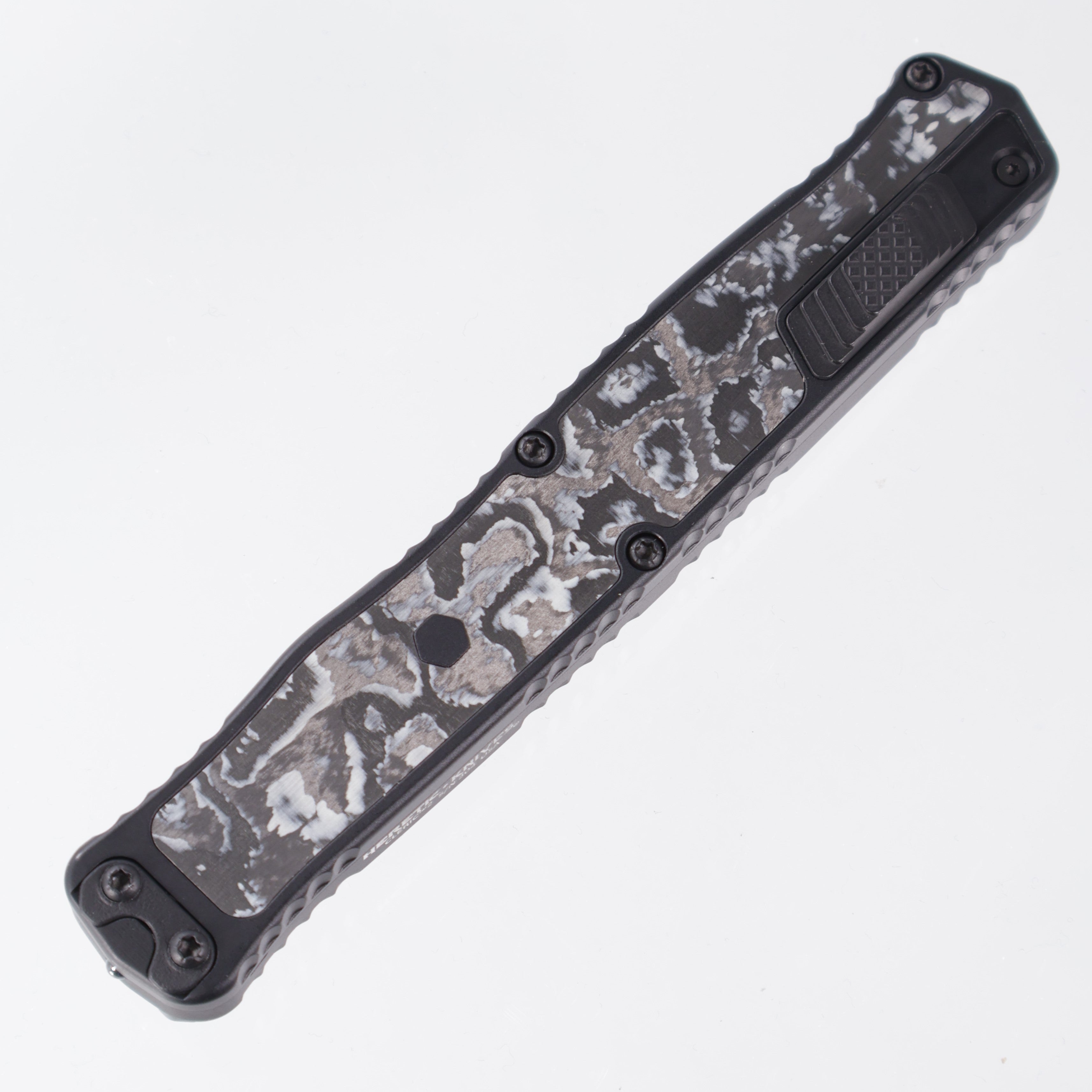 Heretic Cleric 2 - White Camo Carbon Inlays - Tanto Full Serrated DLC Magnacut - Cleric II H019-6C-WT/CC