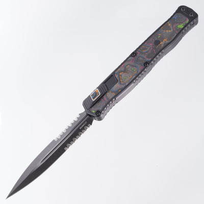 Heretic Cleric 2 - 80s Camo Carbon Inlaid Body & Button - Double Edge PartSerrated - DLC Magnacut - BR OP Exclusive - Cleric II H020-6B-80/CC
