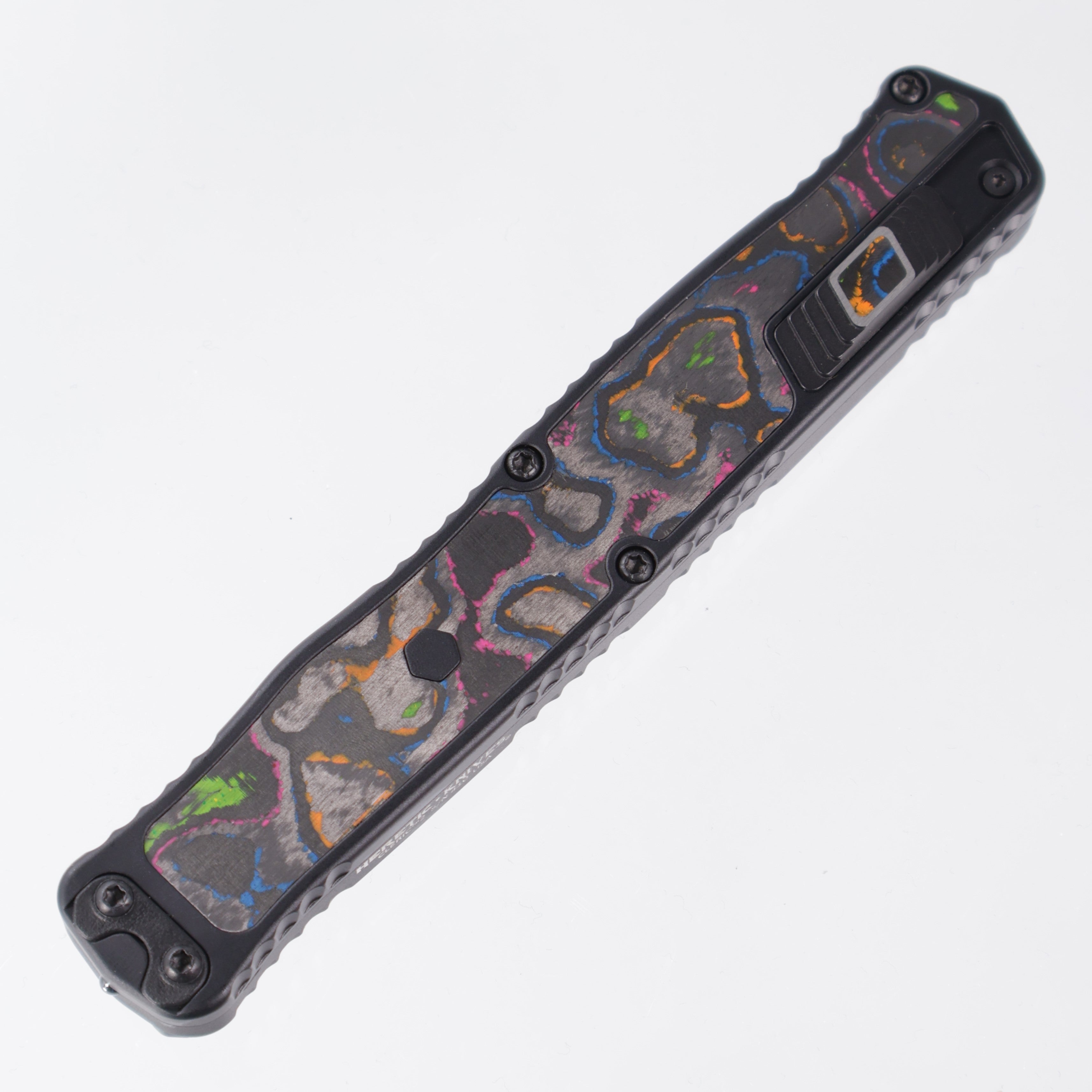 Heretic Cleric 2 - 80s Camo Carbon Inlaid Body & Button - Double Edge PartSerrated - DLC Magnacut - BR OP Exclusive - Cleric II H020-6B-80/CC