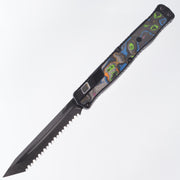 Heretic Cleric 2 - 80s Camo Carbon Inlaid Body & Button - Tanto Full Serrated - DLC Magnacut - BR OP Exclusive - Cleric II H019-6C-80/CC