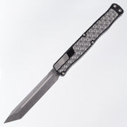 Heretic Cleric 2 - Tanto Stonewash Magnacut - Black Aluminum w/ Stainless Steel Inlays - Cleric II H019-2A