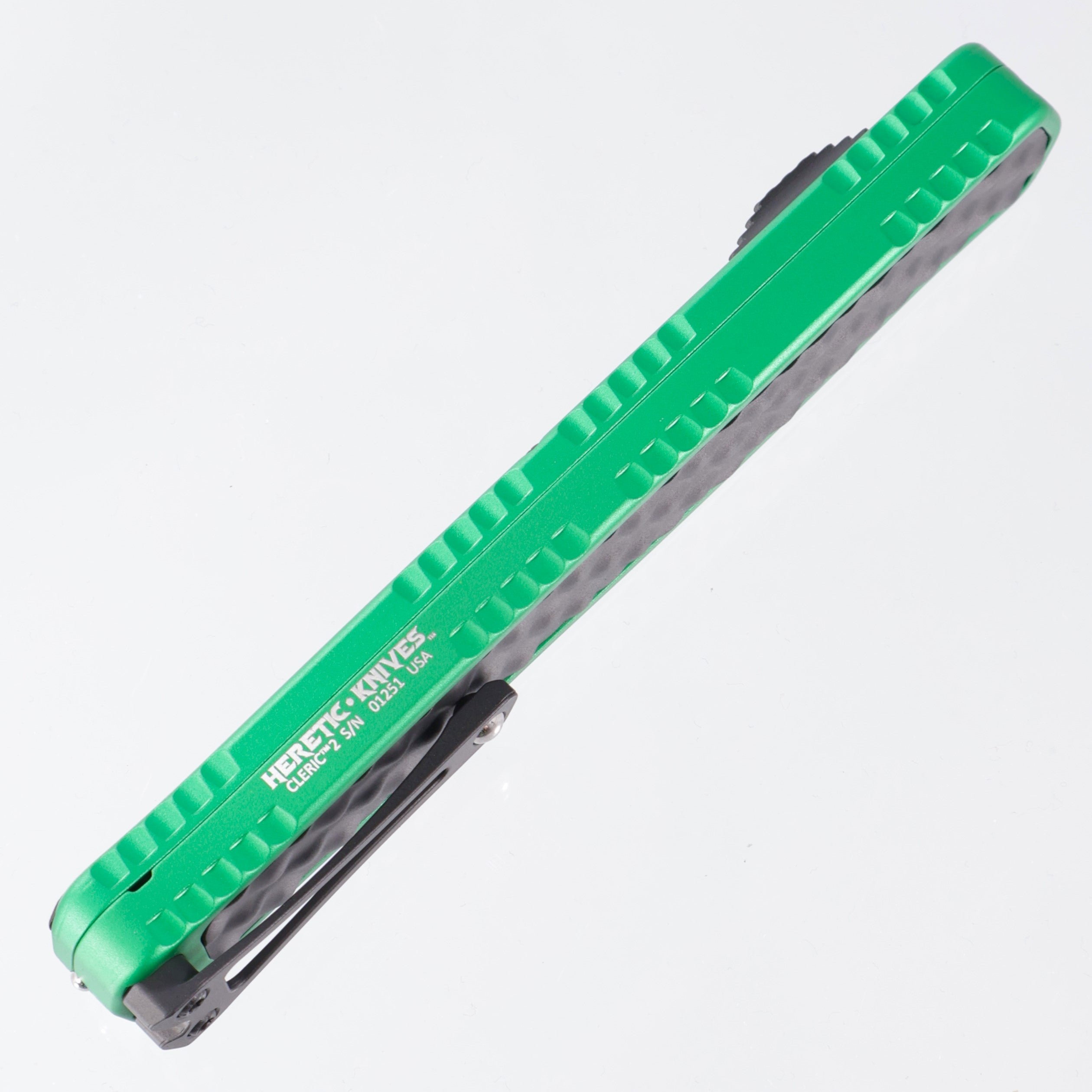 Heretic Cleric 2 - Toxic Green w/ Black Stainless Inlay - Two-Tone Double Edge Magnacut - Cleric II H020-10A-GRN
