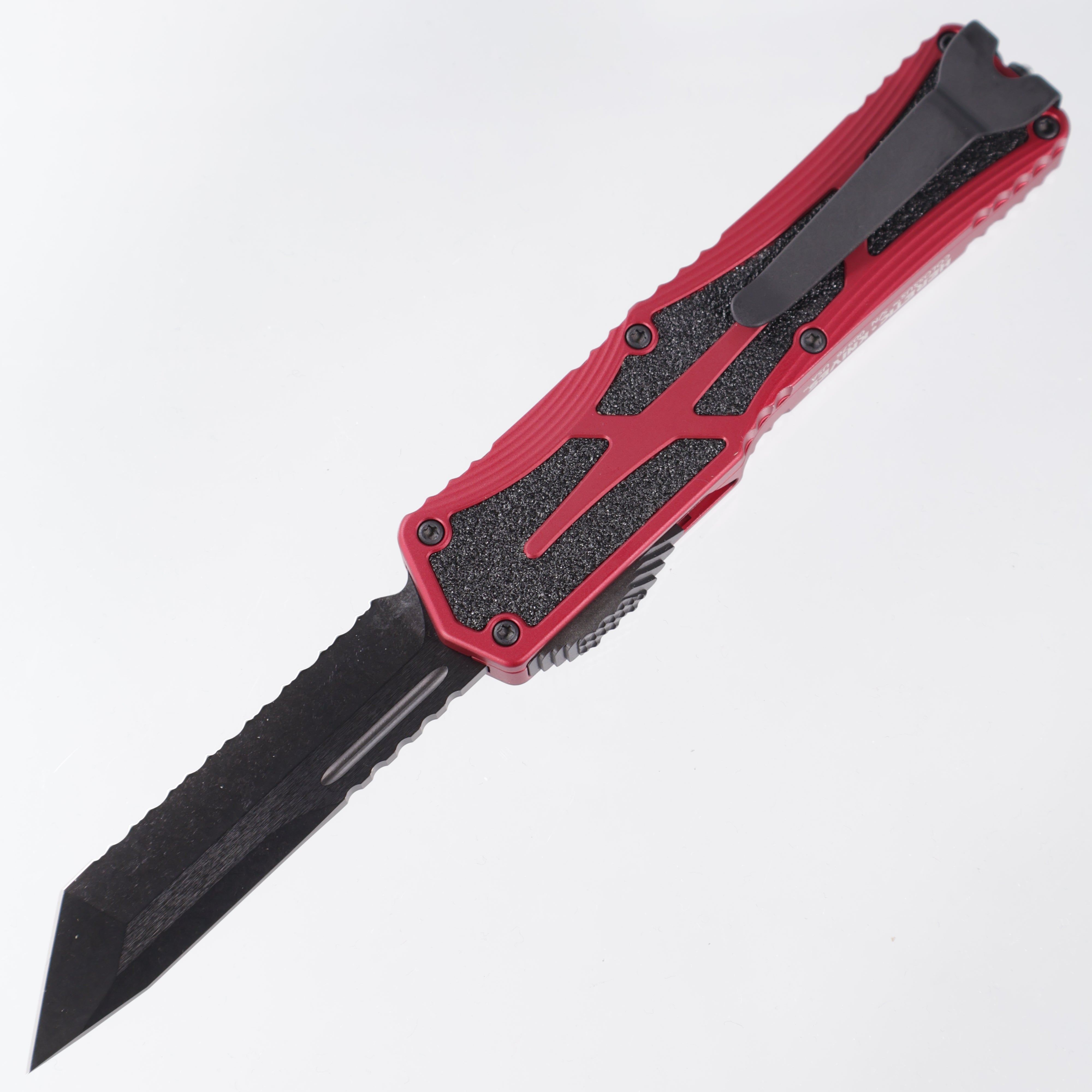 Heretic Colossus - DLC Magnacut Tanto Full Serrated - Red Aluminum w/ Grip Tape Inlay - H040-6C-RED