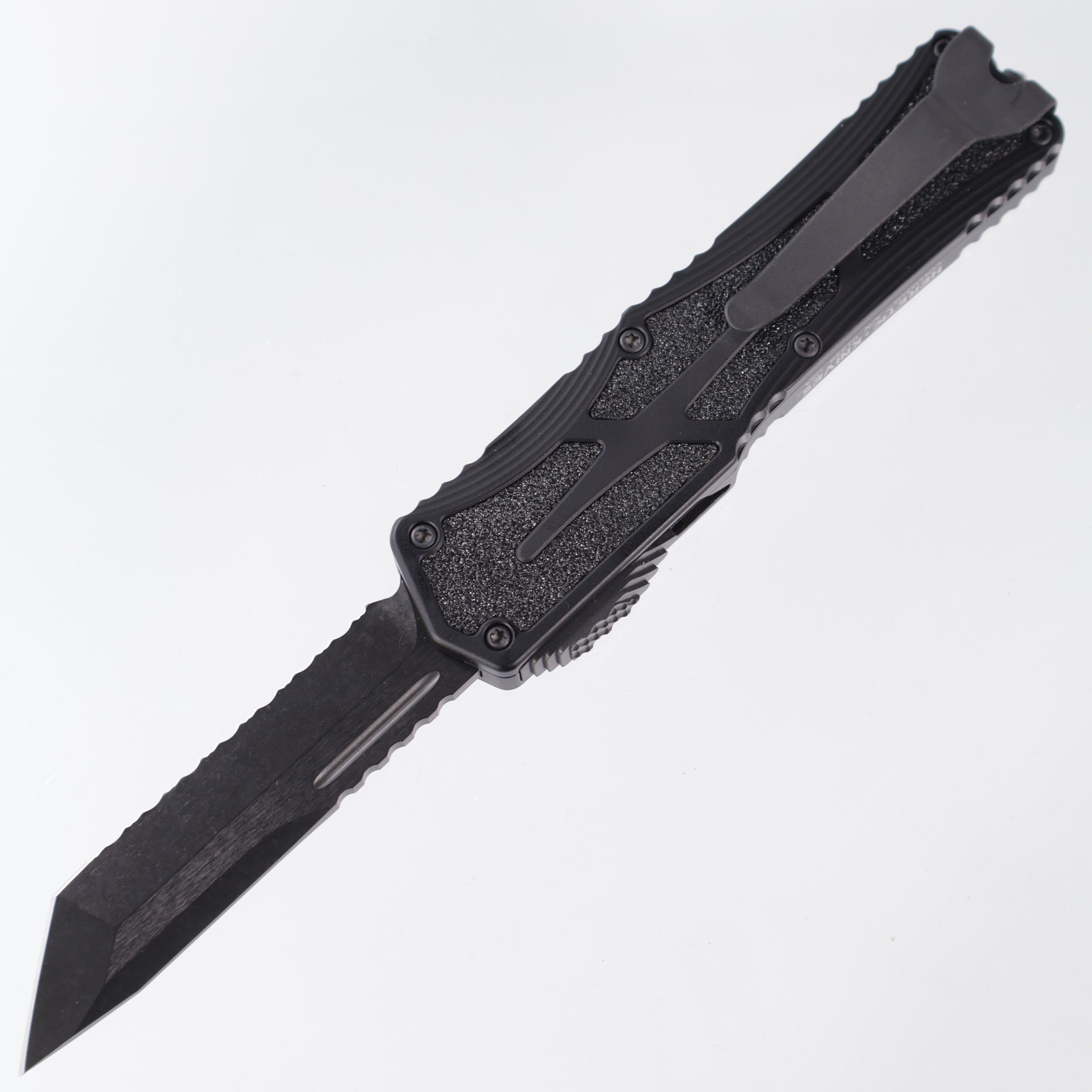 Heretic Colossus - DLC Magnacut Tanto Full Serrated - Black Aluminum w/ Grip Tape Inlay - H040-6C-T TANTO