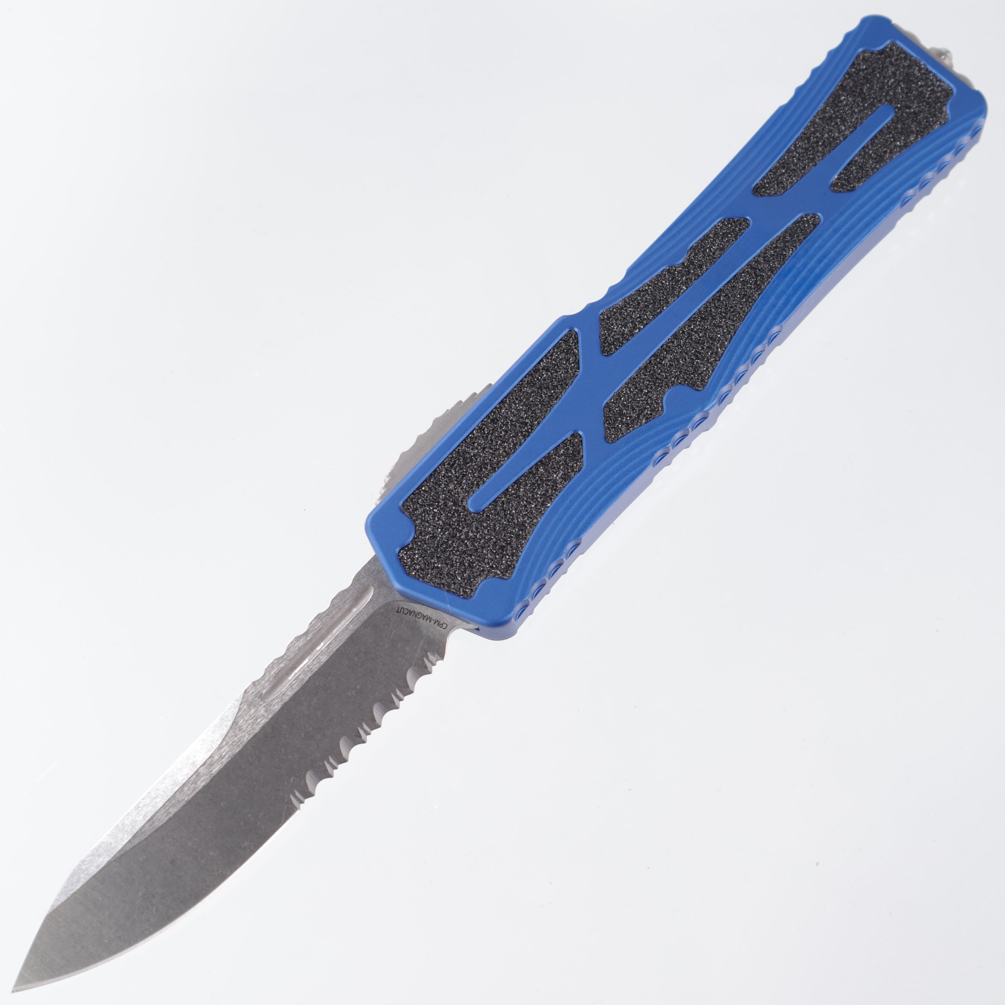 Heretic Colossus - Magnacut Partial Serrate - Blue Aluminum w/ Grip Tape Inlay - H039-2B-BLU