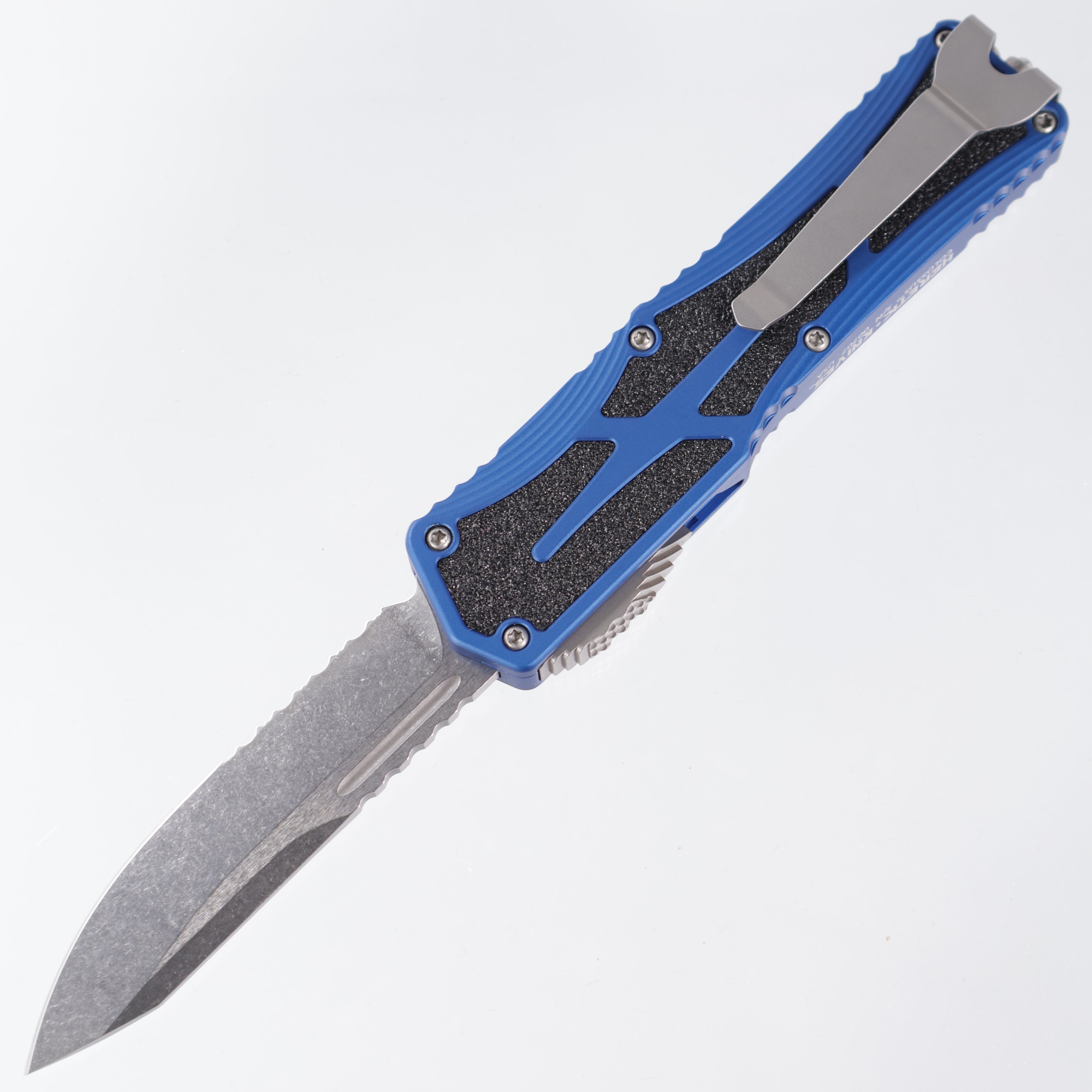 Heretic Colossus - Magnacut Partial Serrate - Blue Aluminum w/ Grip Tape Inlay - H039-2B-BLU