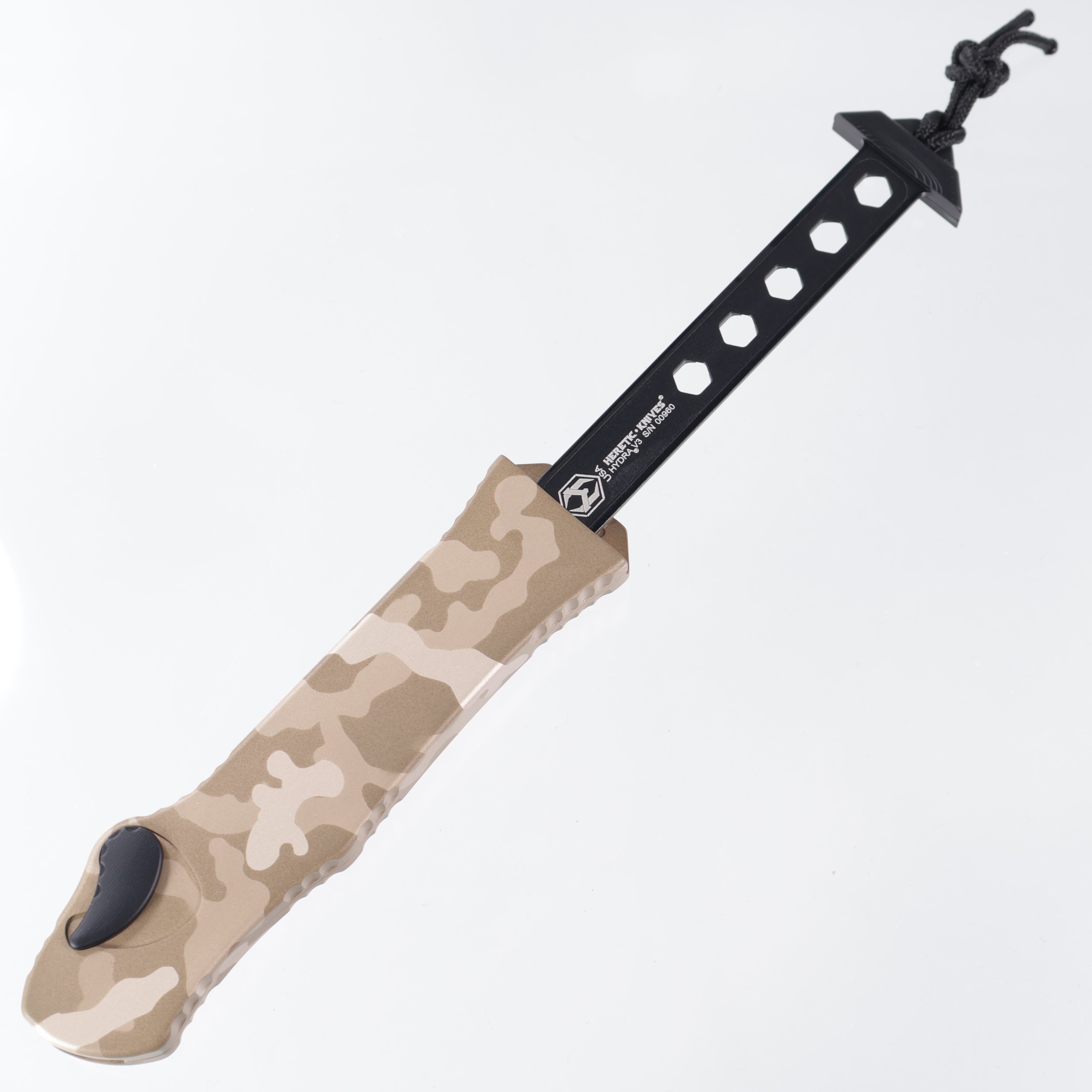 Heretic Hydra V3 - Two-Tone Recurve Magnacut - Tan Camo Aluminum - H008-10A-TCAMO