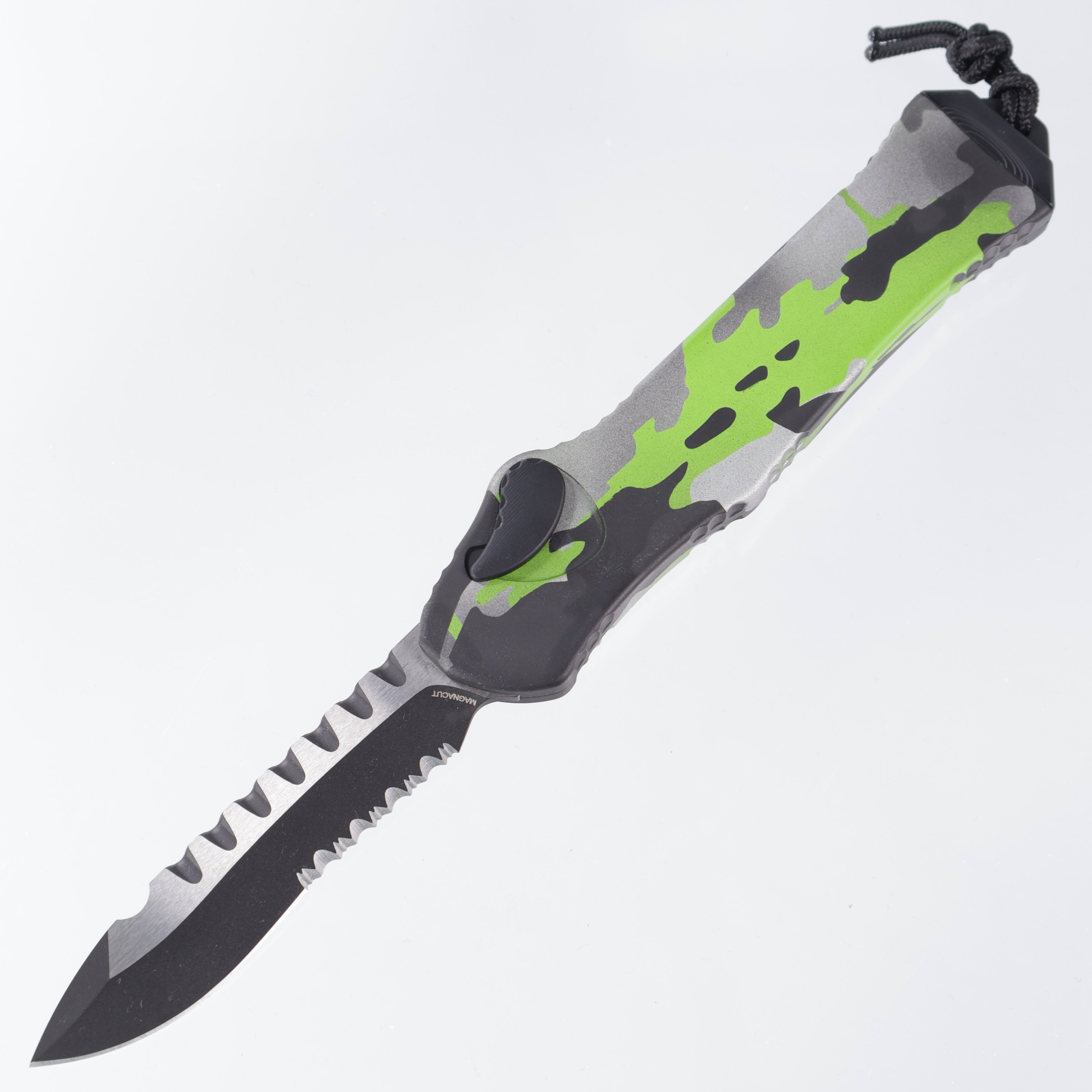 Heretic Hydra V3 - Two-Tone Recurve Magnacut Partial Serrate - Heretic Camo Aluminum - H008-10B-HCAMO