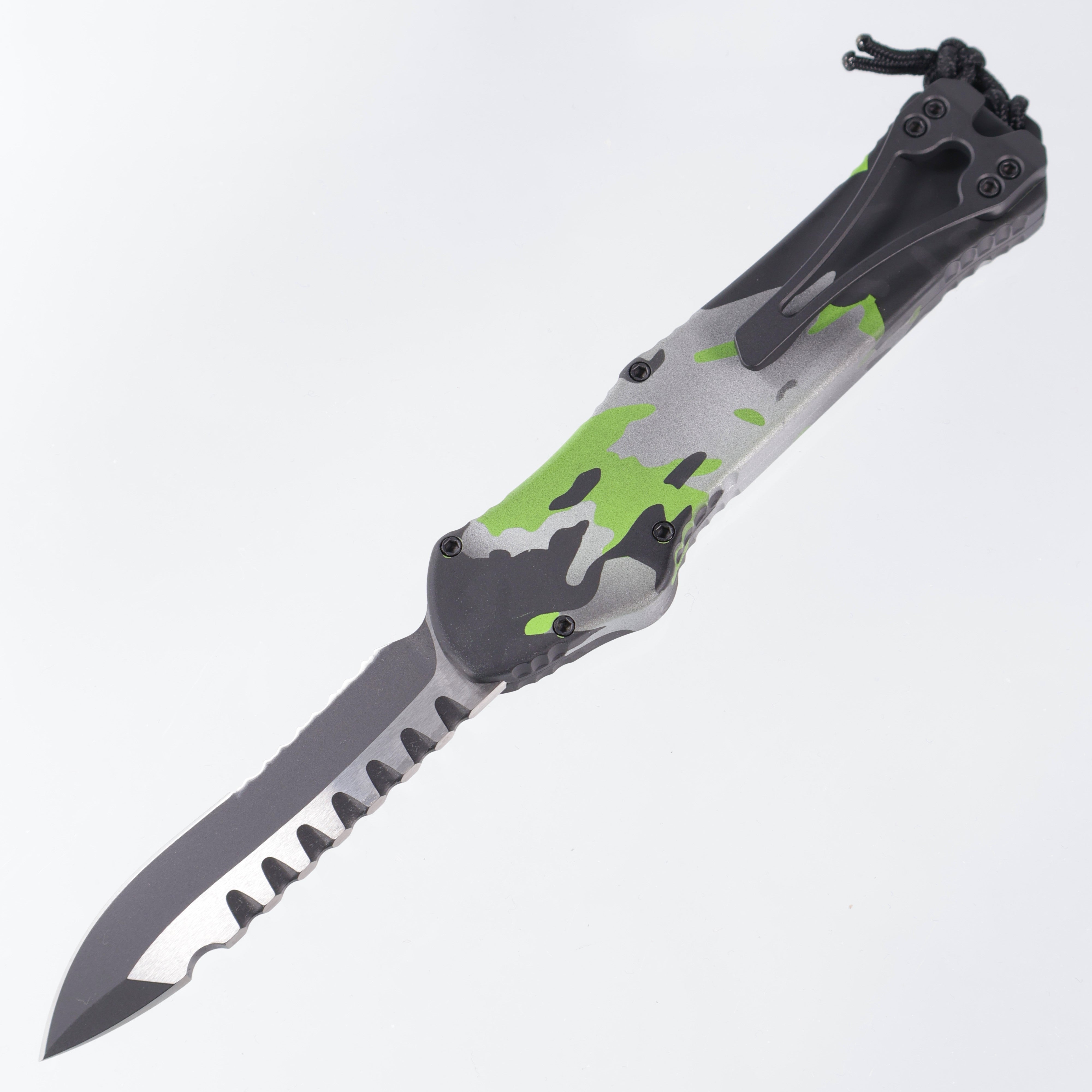 Heretic Hydra V3 - Two-Tone Recurve Magnacut Partial Serrate - Heretic Camo Aluminum - H008-10B-HCAMO