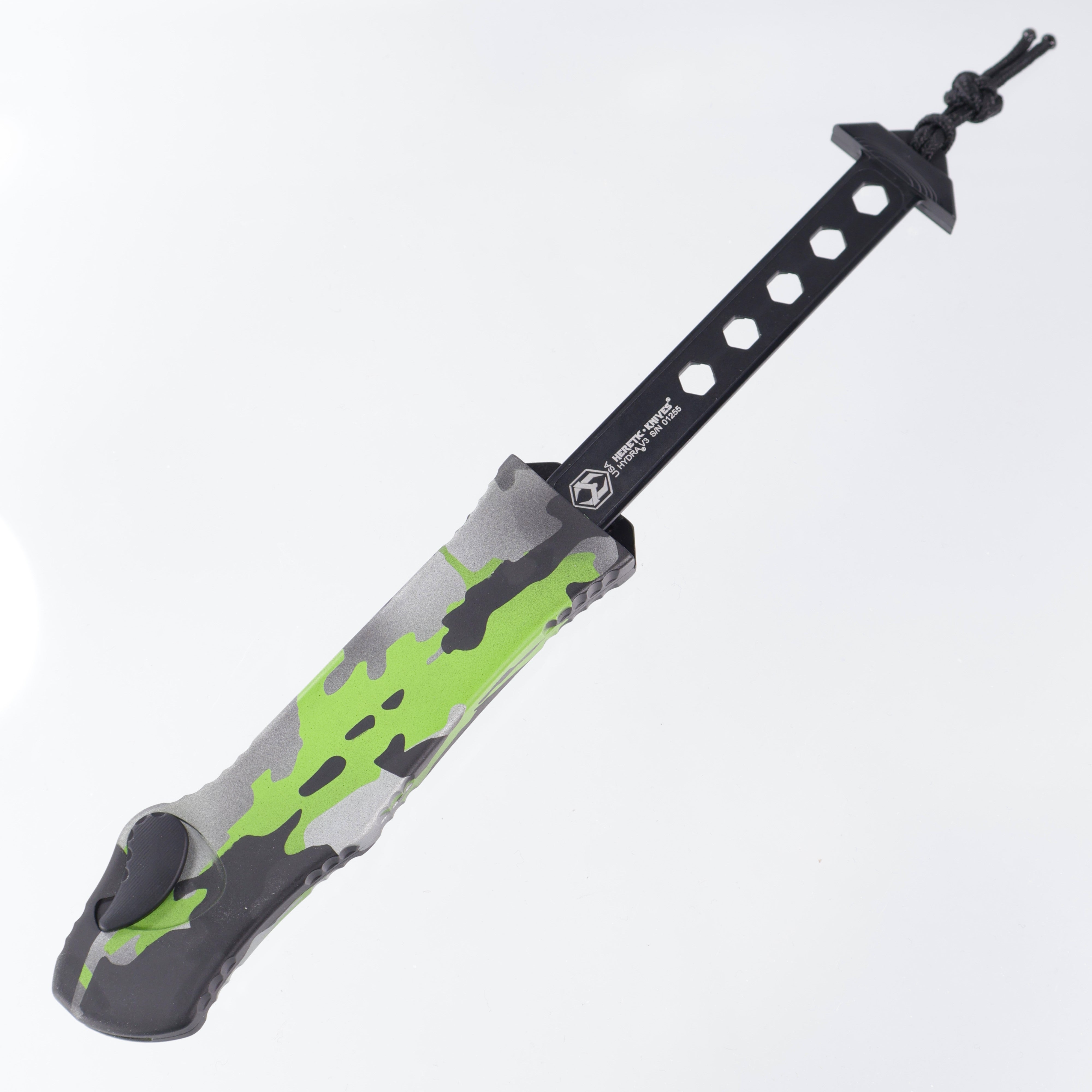 Heretic Hydra V3 - Two-Tone Recurve Magnacut Partial Serrate - Heretic Camo Aluminum - H008-10B-HCAMO