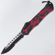 Heretic Hydra V3 - Two-Tone Recurve Magnacut Partial Serrate - Red Camo Aluminum - H008-10B-RCAMO