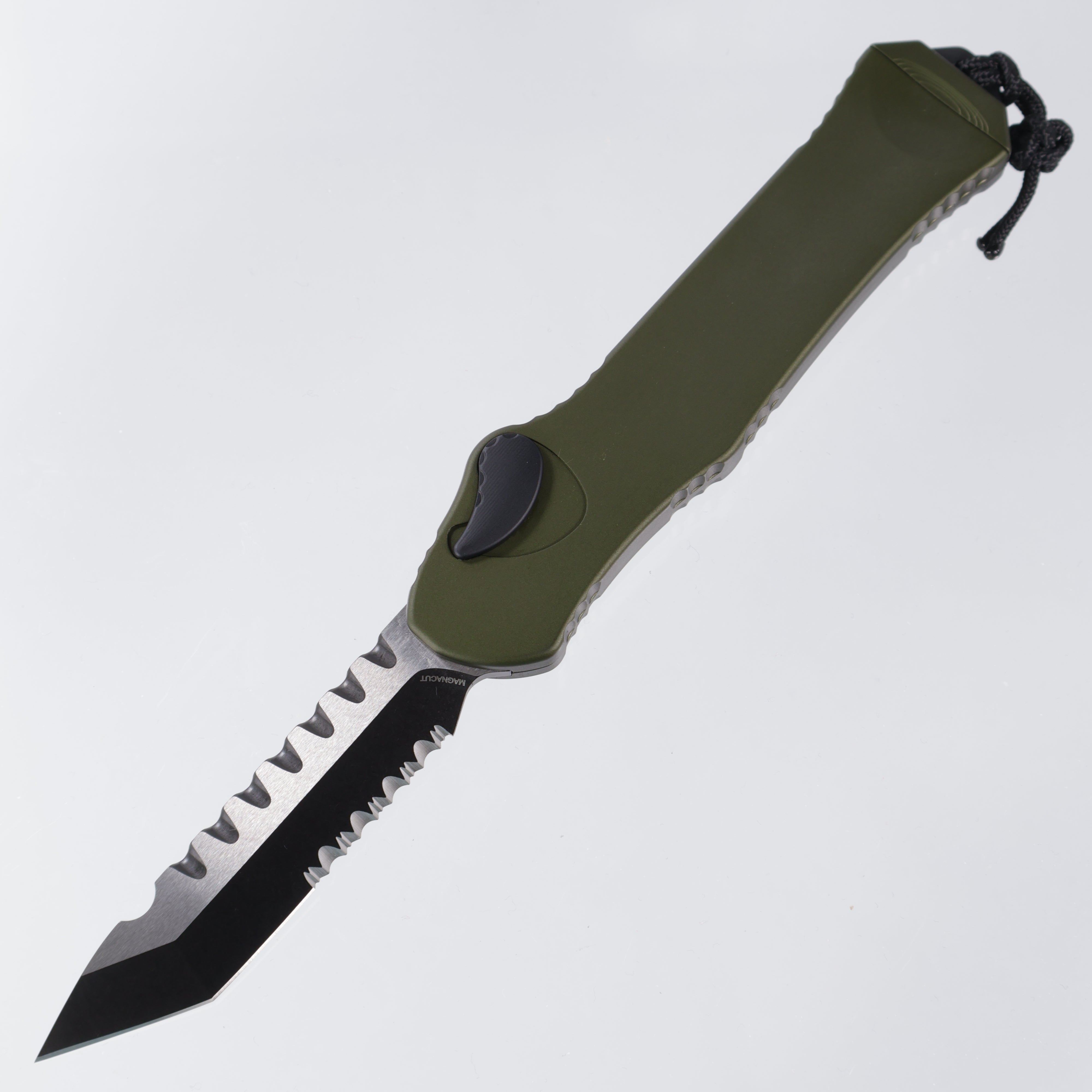Heretic Hydra V3 - Tanto DLC Two-Tone Magnacut Partial Serrate - OD Green Aluminum - H006-11B-GRN