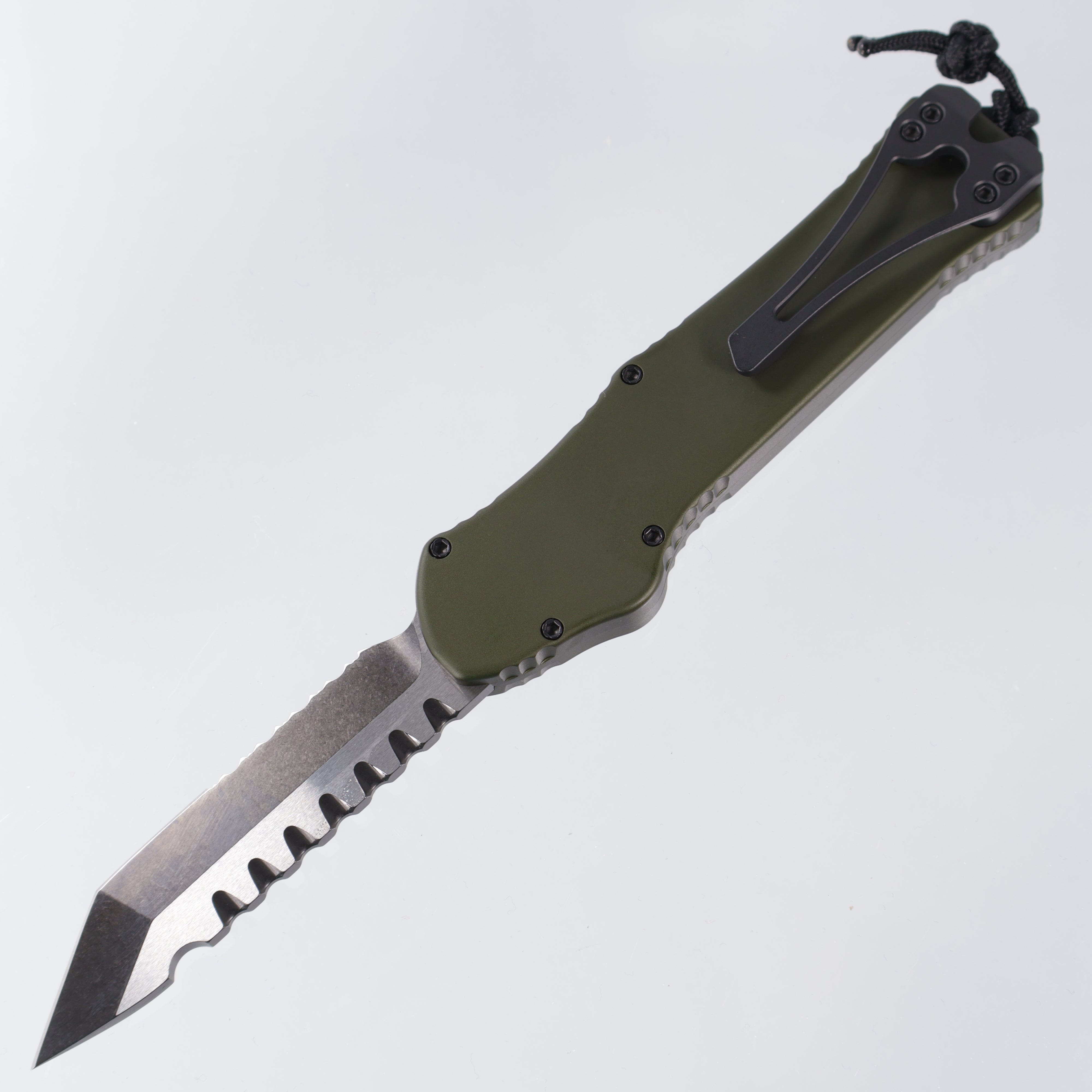 Heretic Hydra V3 - Tanto DLC Two-Tone Magnacut Partial Serrate - OD Green Aluminum - H006-11B-GRN