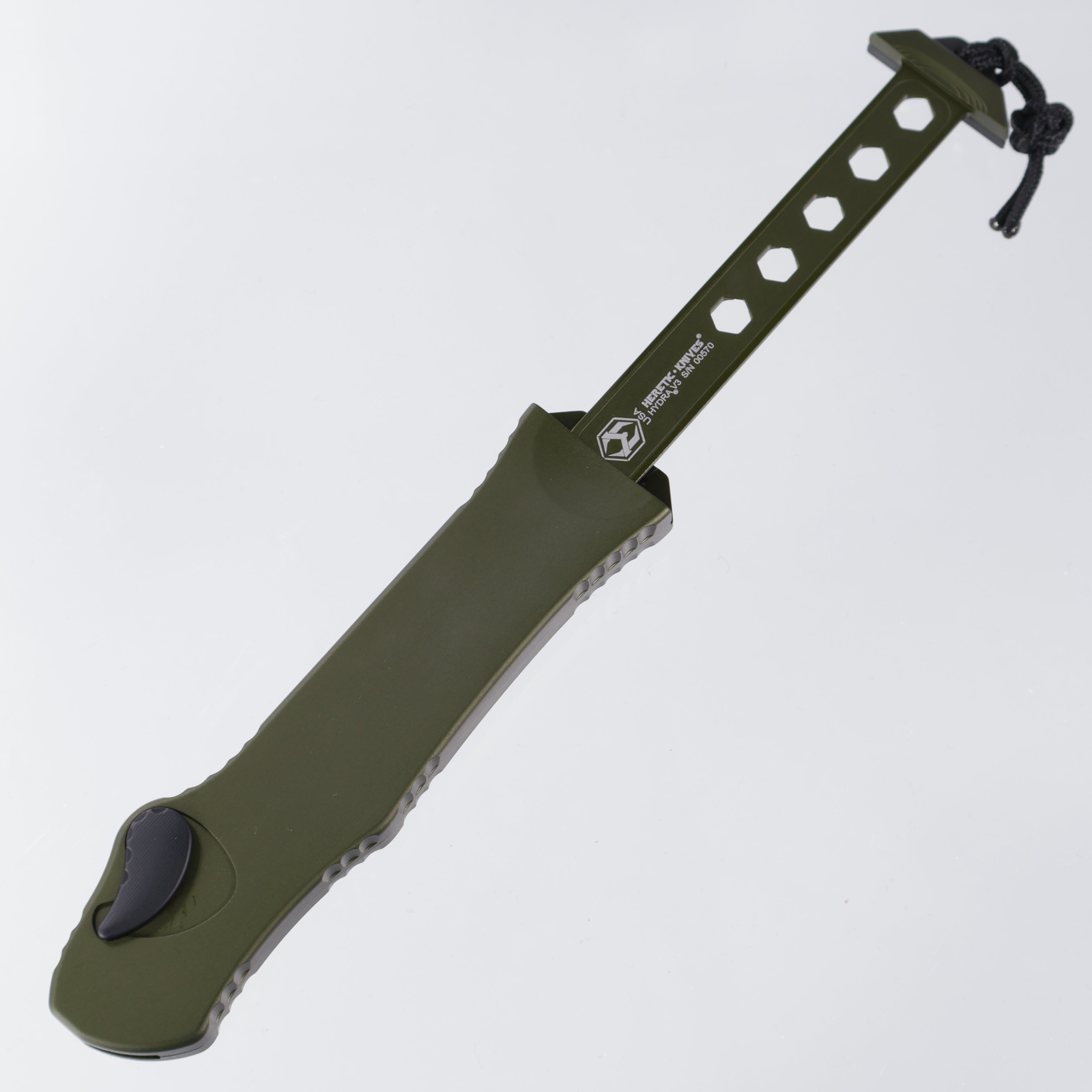 Heretic Hydra V3 - Tanto DLC Two-Tone Magnacut Partial Serrate - OD Green Aluminum - H006-11B-GRN