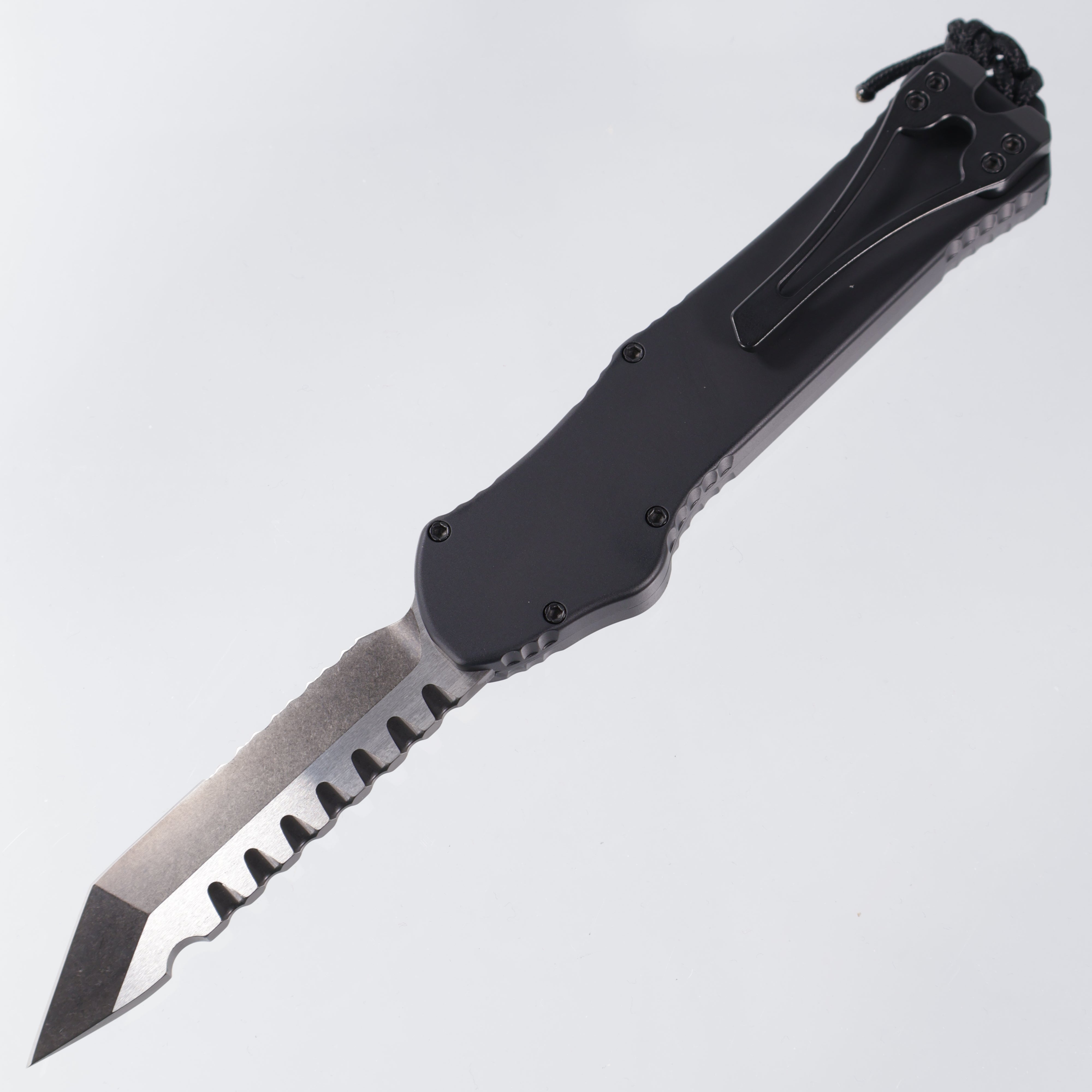 Heretic Hydra V3 - Tanto DLC Two-Tone Magnacut Partial Serrate - Black Aluminum - H006-11B-T