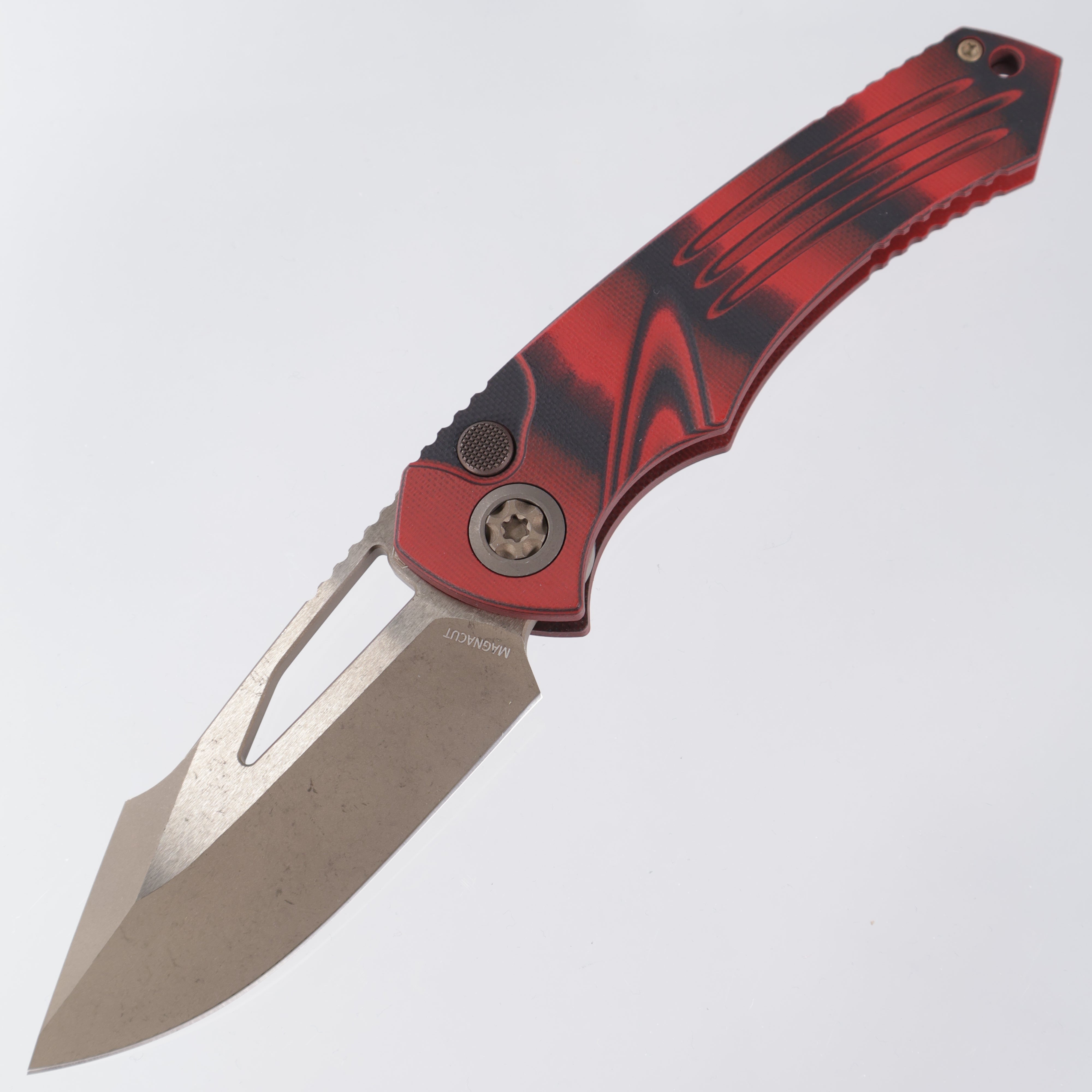 Heretic Pariah Manual - Red & Black G10 - Bronzed Magnacut - H046-7A-G10/RD