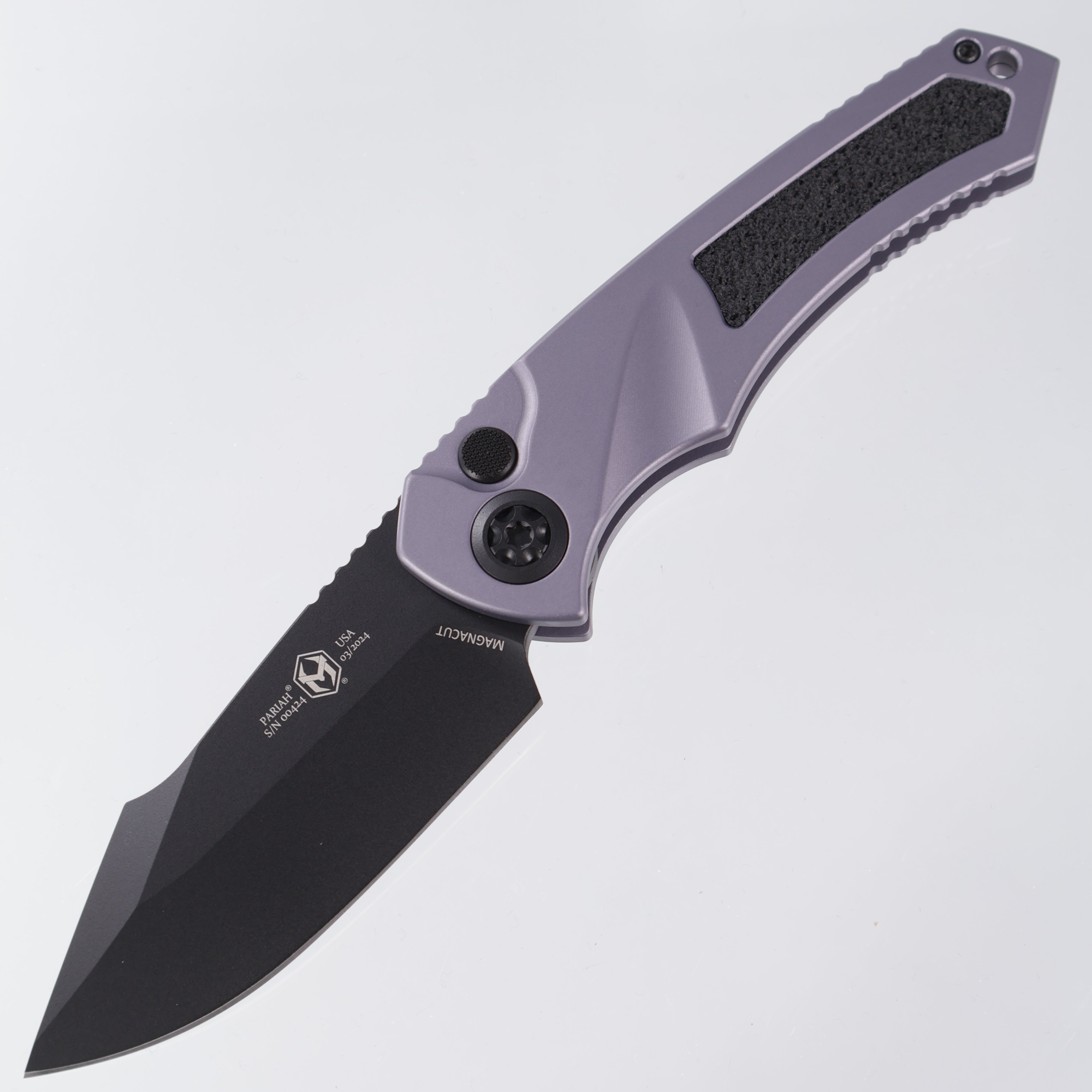 Heretic Pariah Auto - Gray Aluminum w/ Black Traction Inlays - DLC Magnacut - H048-4A-GRY