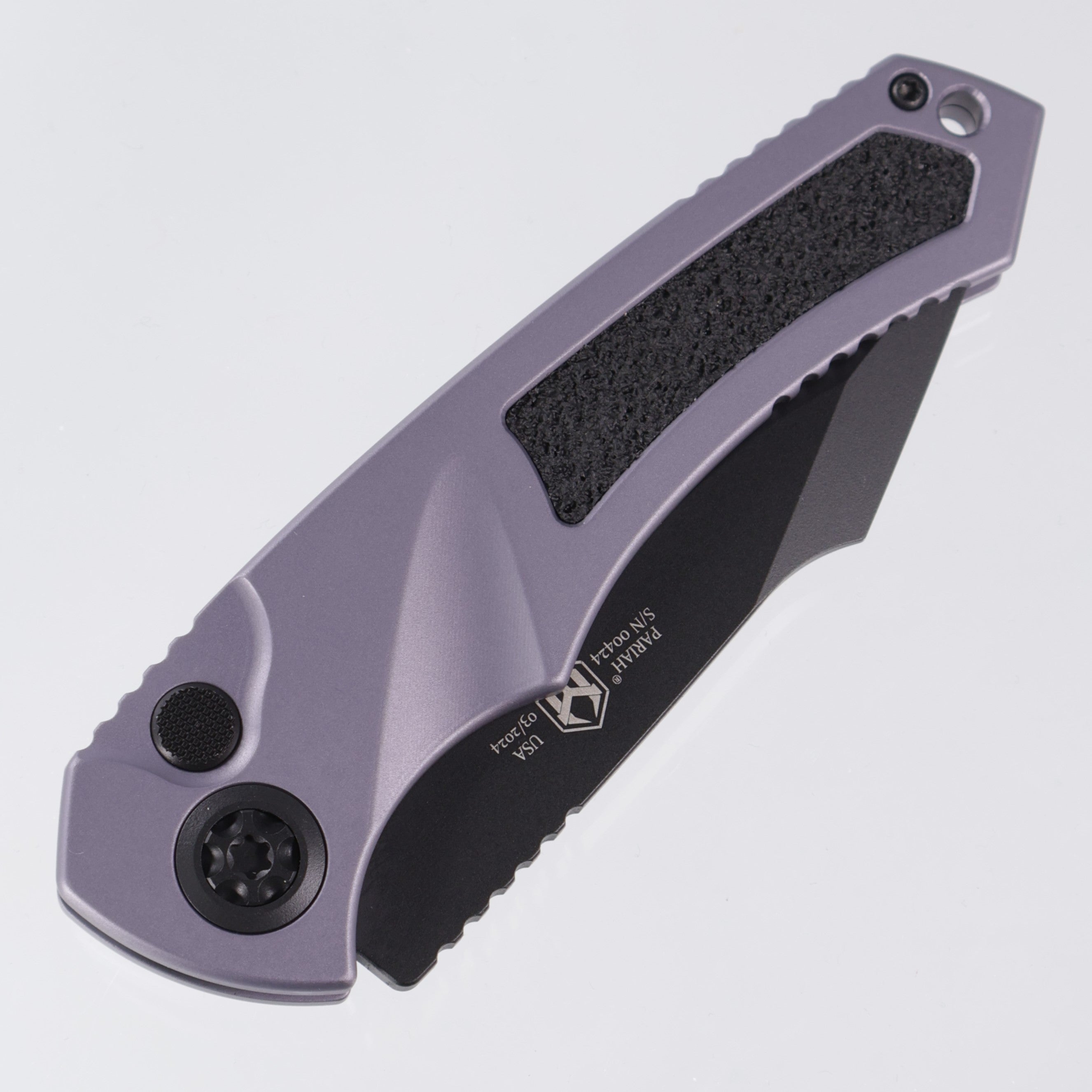 Heretic Pariah Auto - Gray Aluminum w/ Black Traction Inlays - DLC Magnacut - H048-4A-GRY