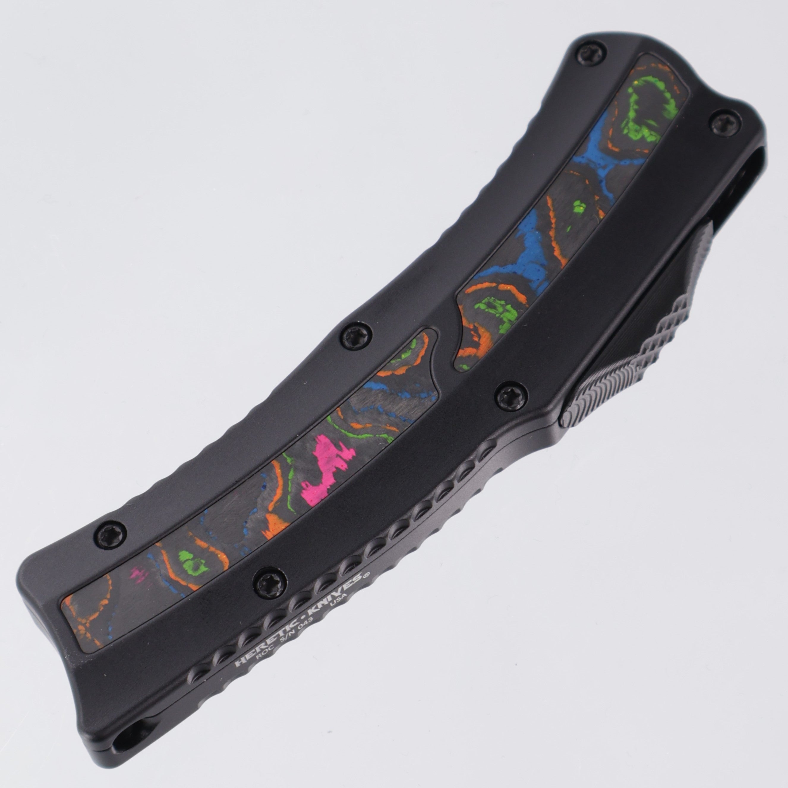 Heretic Roc - 80s Camo Carbon Inlays - DLC Magnacut - Curved OTF - BR OP Exclusive - H060-6A-CC/80s