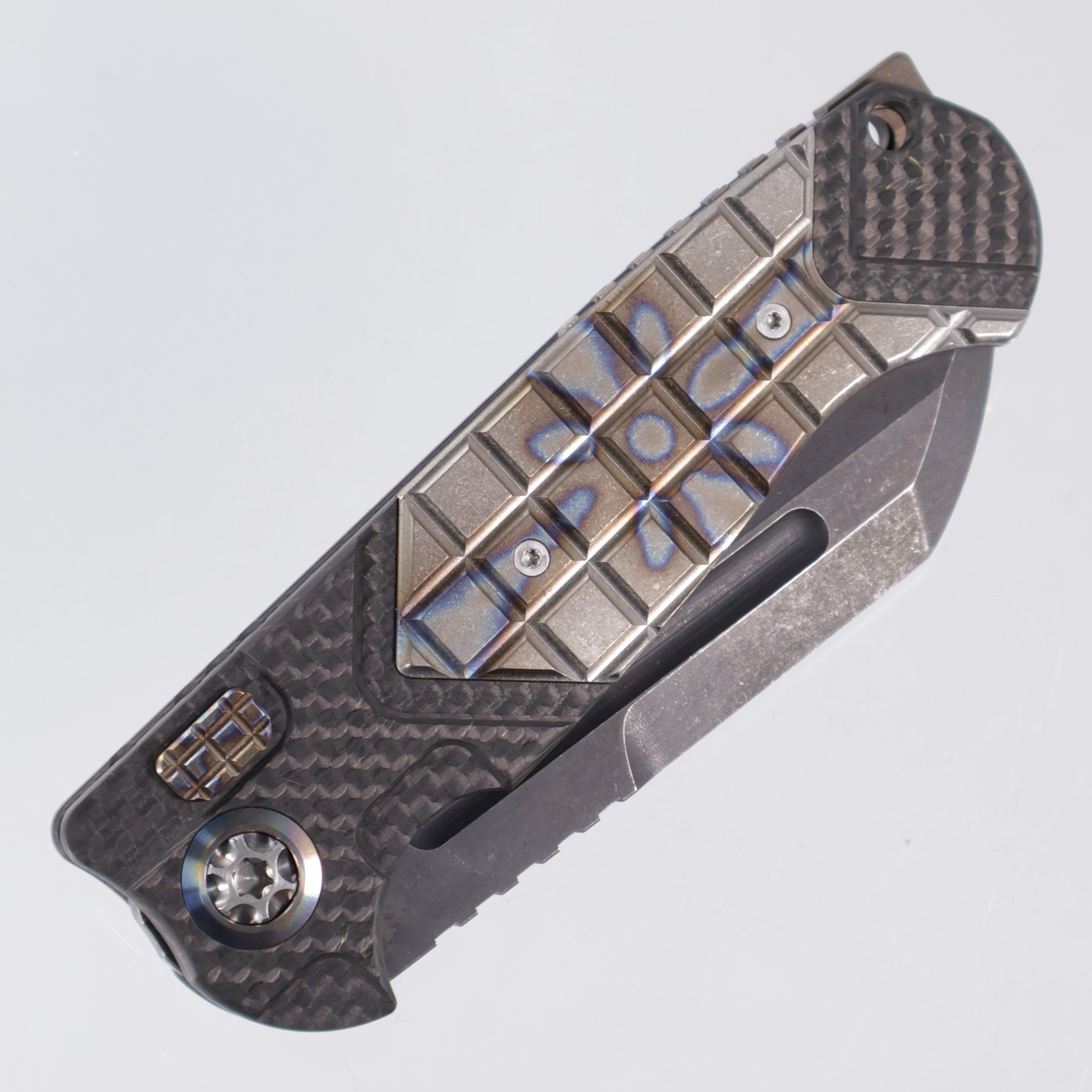 Heretic Butcher Auto Prototype - Carbon Fiber w/ Flamed Titanium Inlays - DLC S35VN - H034-FLAMETi - Pre-Owned