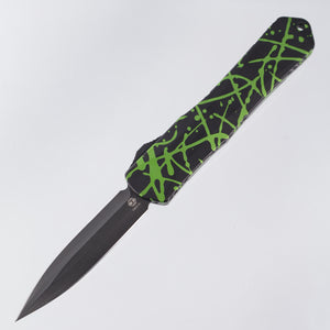 Heretic Manticore X - Black Aluminum w/ Green Splash - Double Edge DLC S35VN - H032-6A-GS Pre-Owned