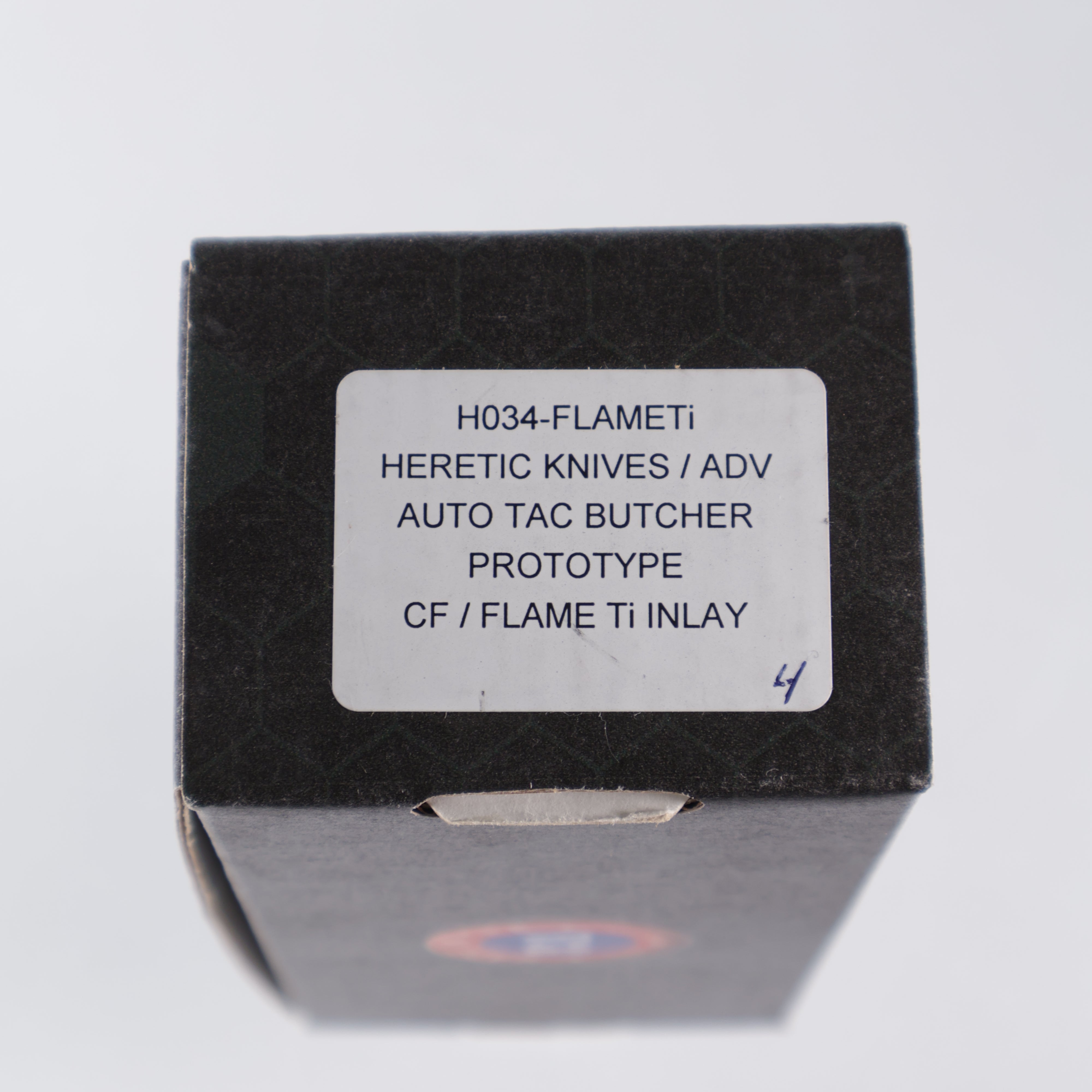 Heretic Butcher Auto Prototype - Carbon Fiber w/ Flamed Titanium Inlays - DLC S35VN - H034-FLAMETi - Pre-Owned