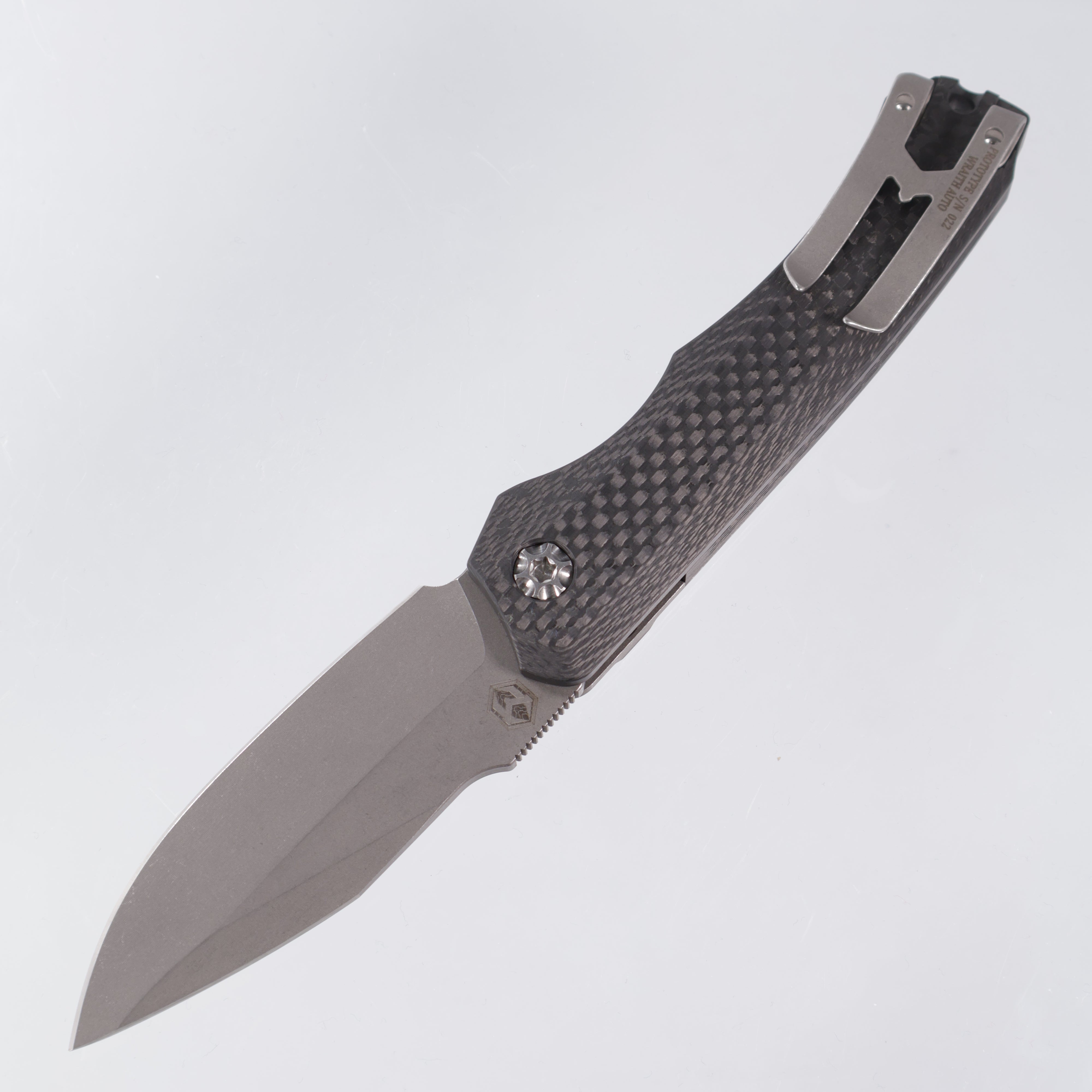 Heretic Wraith Auto Prototype - Battleworn S35VN - Integral Carbon Fiber w/ Titanium Bolster - Pre-Owned