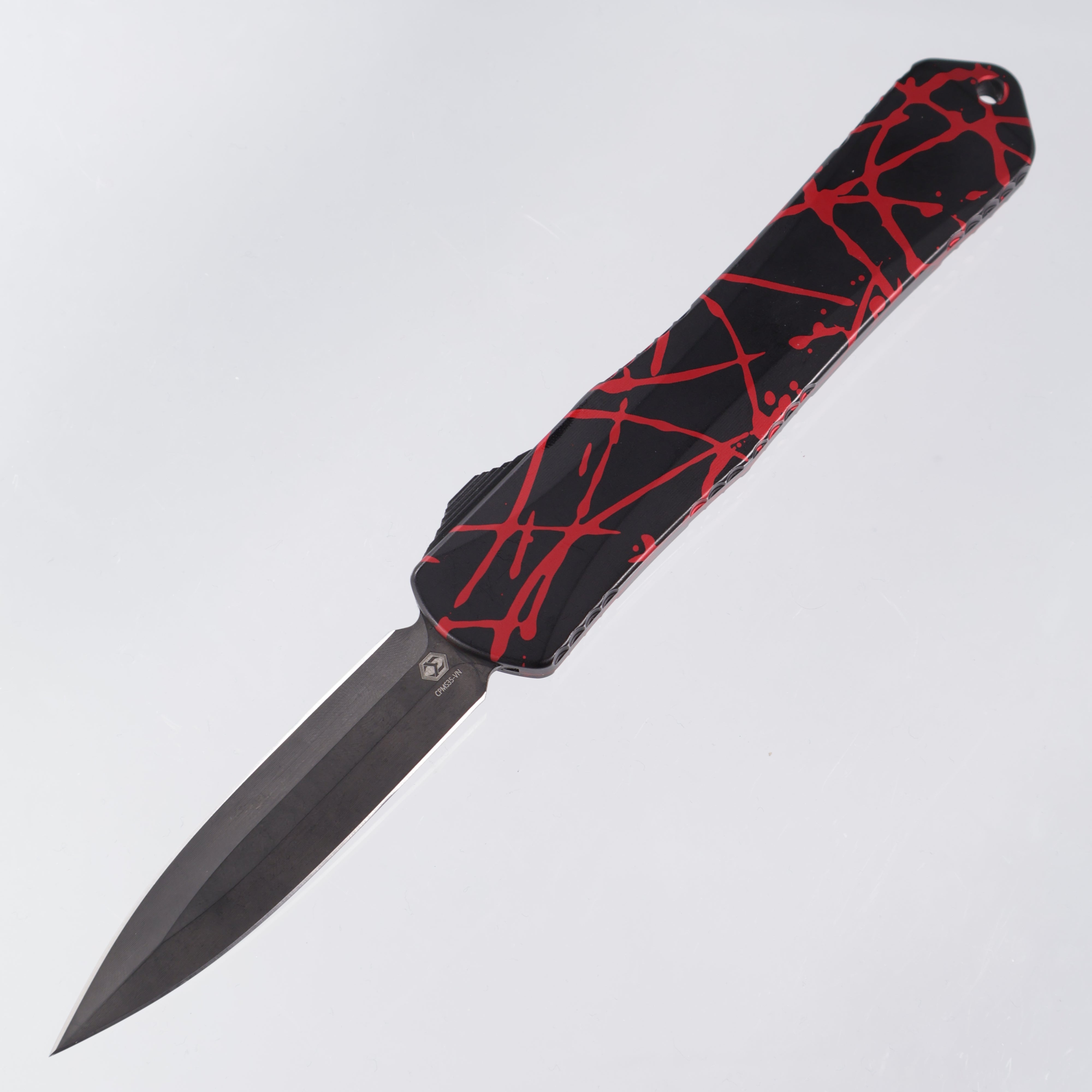 Heretic Manticore X - Black Aluminum w/ Red Splash - Double Edge DLC S35VN - H032-6A-RS Pre-Owned