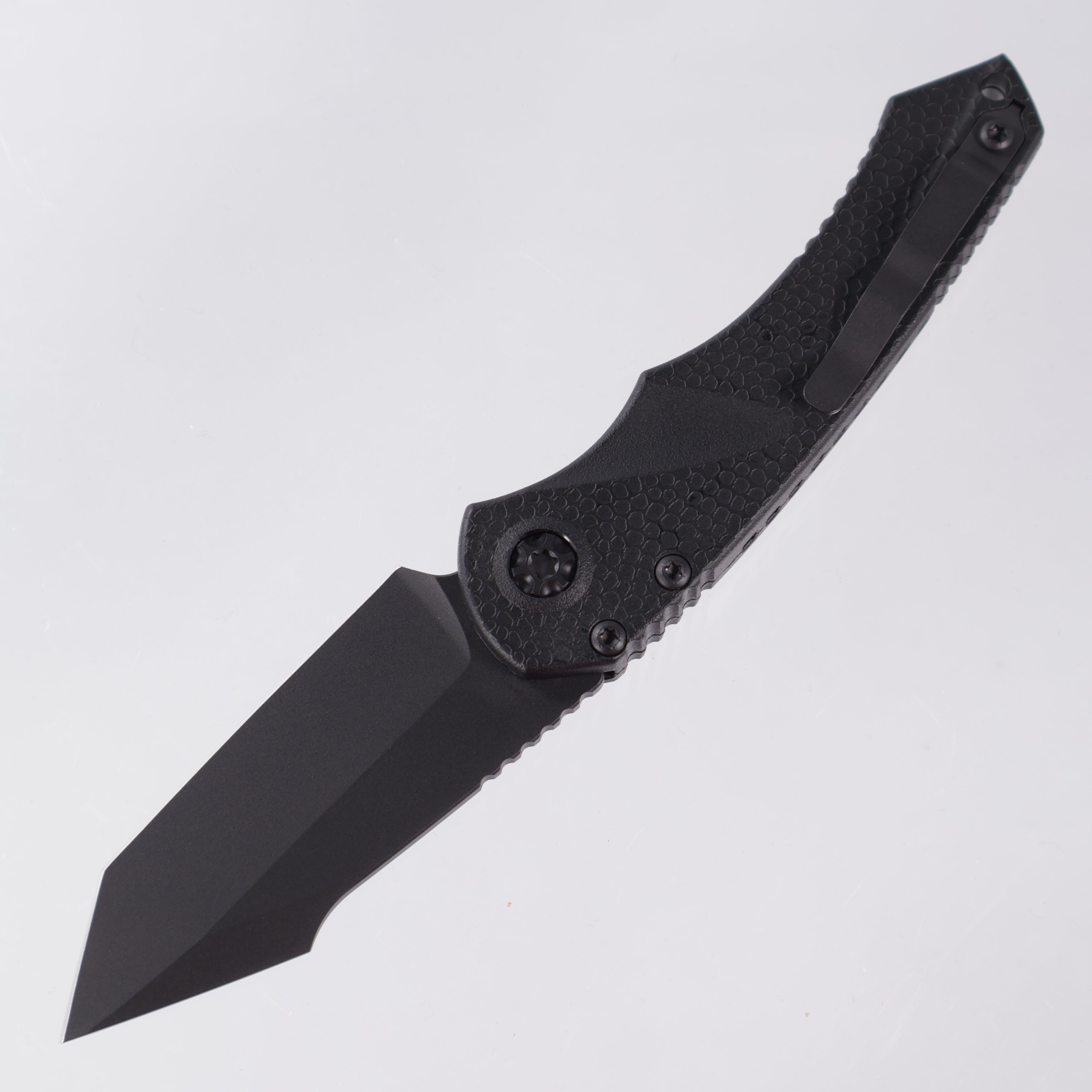 Heretic Mini Pariah Auto - Tanto Black Magnacut - Black Polymer - H055-4A-T