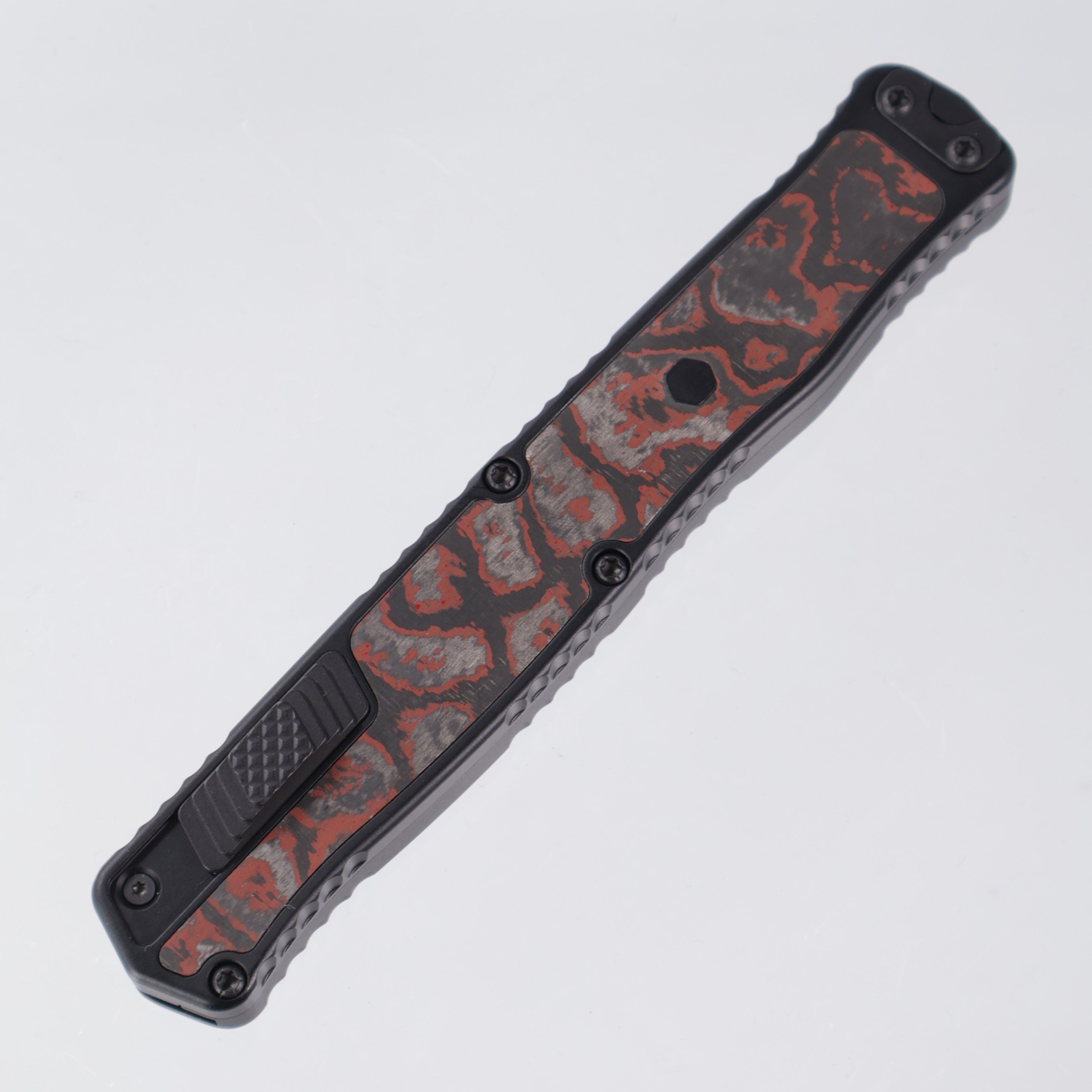 Heretic Cleric 2 - Red CamoCarbon Inlays - Tanto DLC Magnacut - Cleric II H019-6A-RD/CC