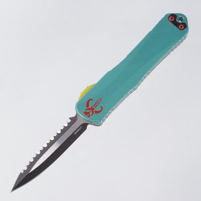 Heretic Manticore E - Bounty Hunter Double Edge Full Serrate - CamoCarbon & Distressed Aluminum - Two-Tone Magnacut - H028-10C-BOUNTY