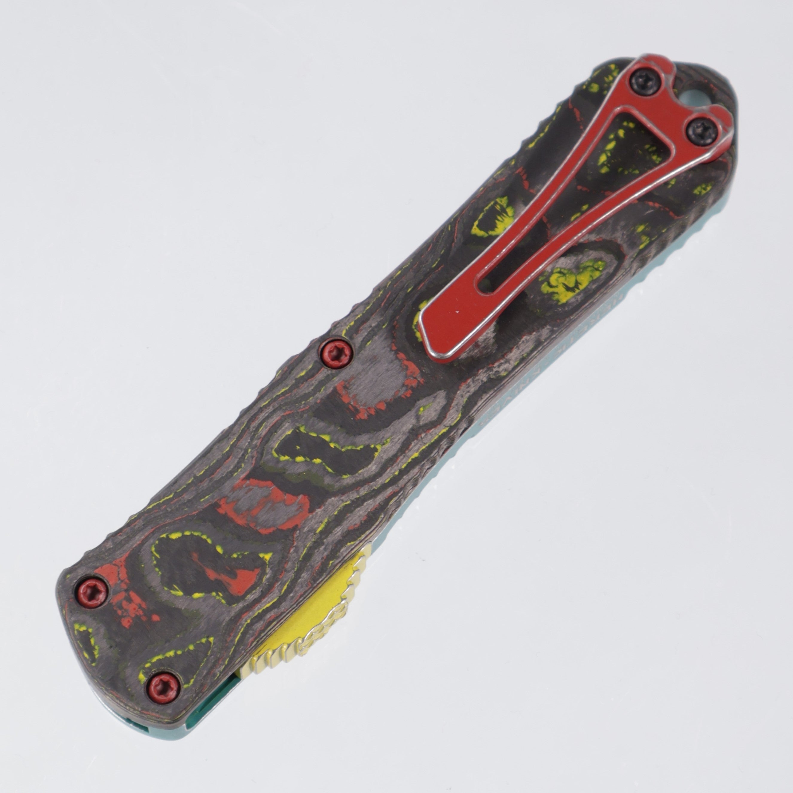 Heretic Manticore E - Bounty Hunter Double Edge Full Serrate - CamoCarbon & Distressed Aluminum - Two-Tone Magnacut - H028-10C-BOUNTY