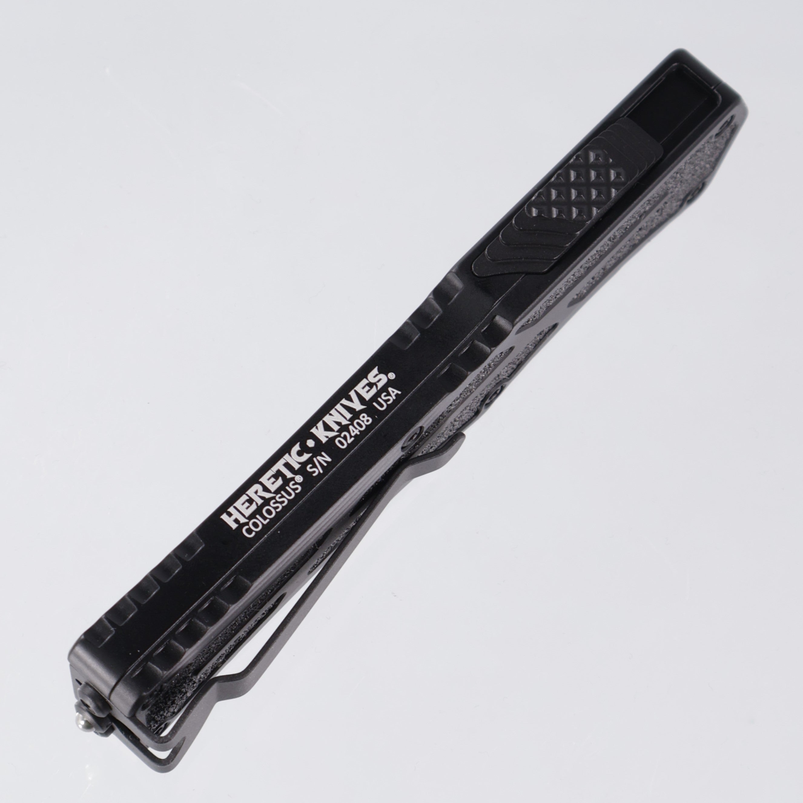 Heretic Colossus - DLC Magnacut Double Edge - Black Aluminum w/ Grip Tape Inlay - H041-6A-T