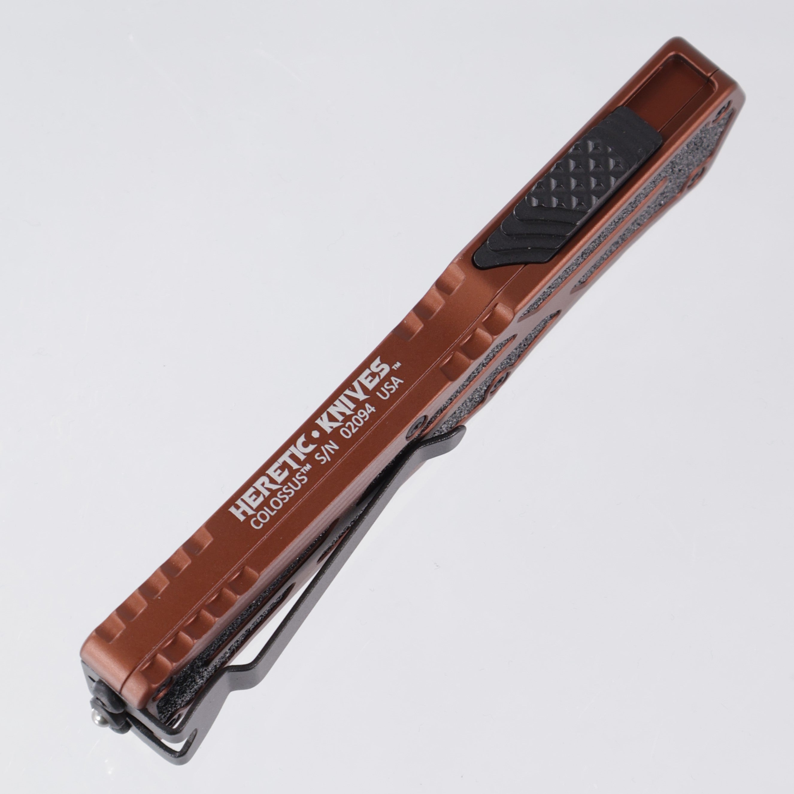 Heretic Colossus - DLC Magnacut Double Edge - Root Beer Brown Aluminum w/ Grip Tape Inlay - H041-6A-RB