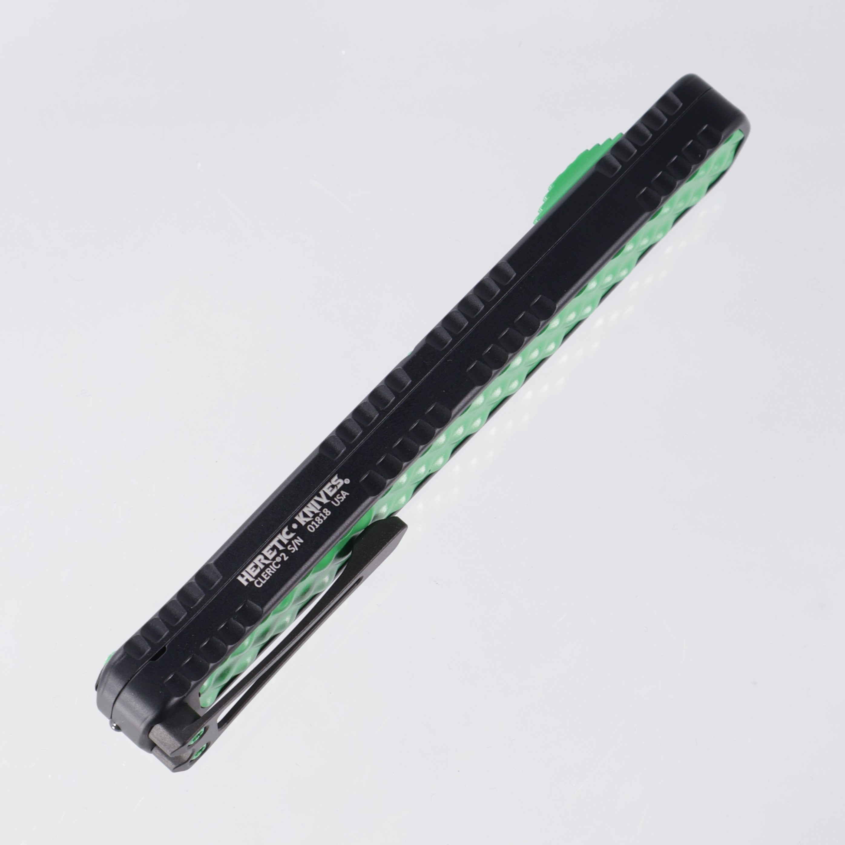 Heretic Cleric 2 - Black w/ Toxic Green Stainless Inlay - DLC Tanto Magnacut - Cleric II H019-6A-TXHDW
