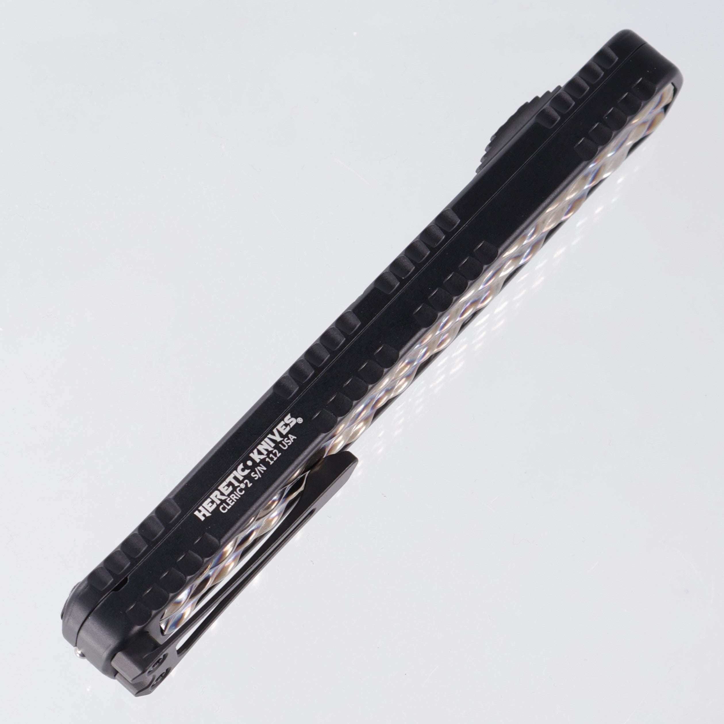 Heretic Cleric 2 - Flamed Titanium Inlays - Double Edge DLC Full Serrated Magnacut - Cleric II H020-6C-FTI